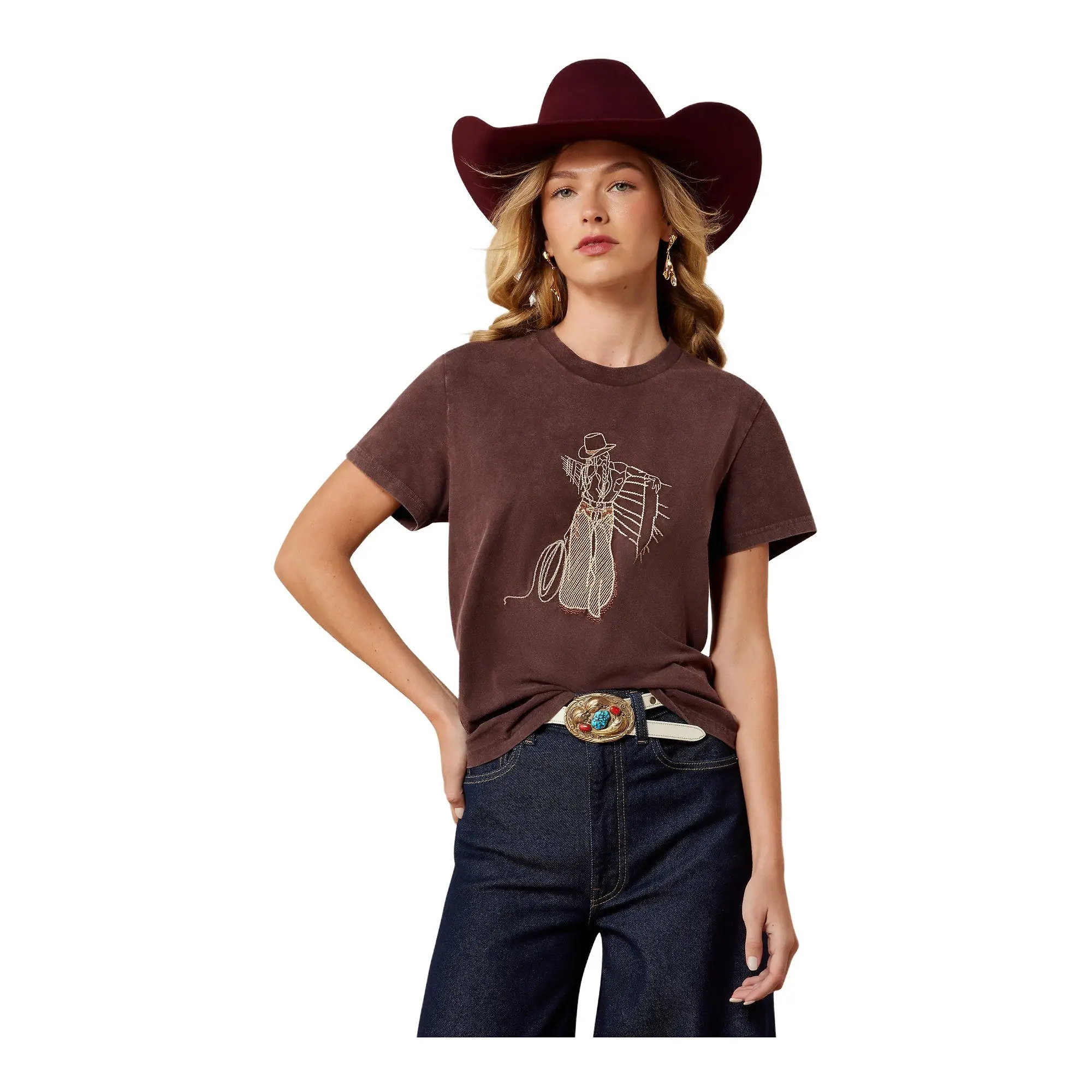 Product image 1 of 4 of Ariat Women's Rebel With a Cause T-Shirt - Chocolate Plum