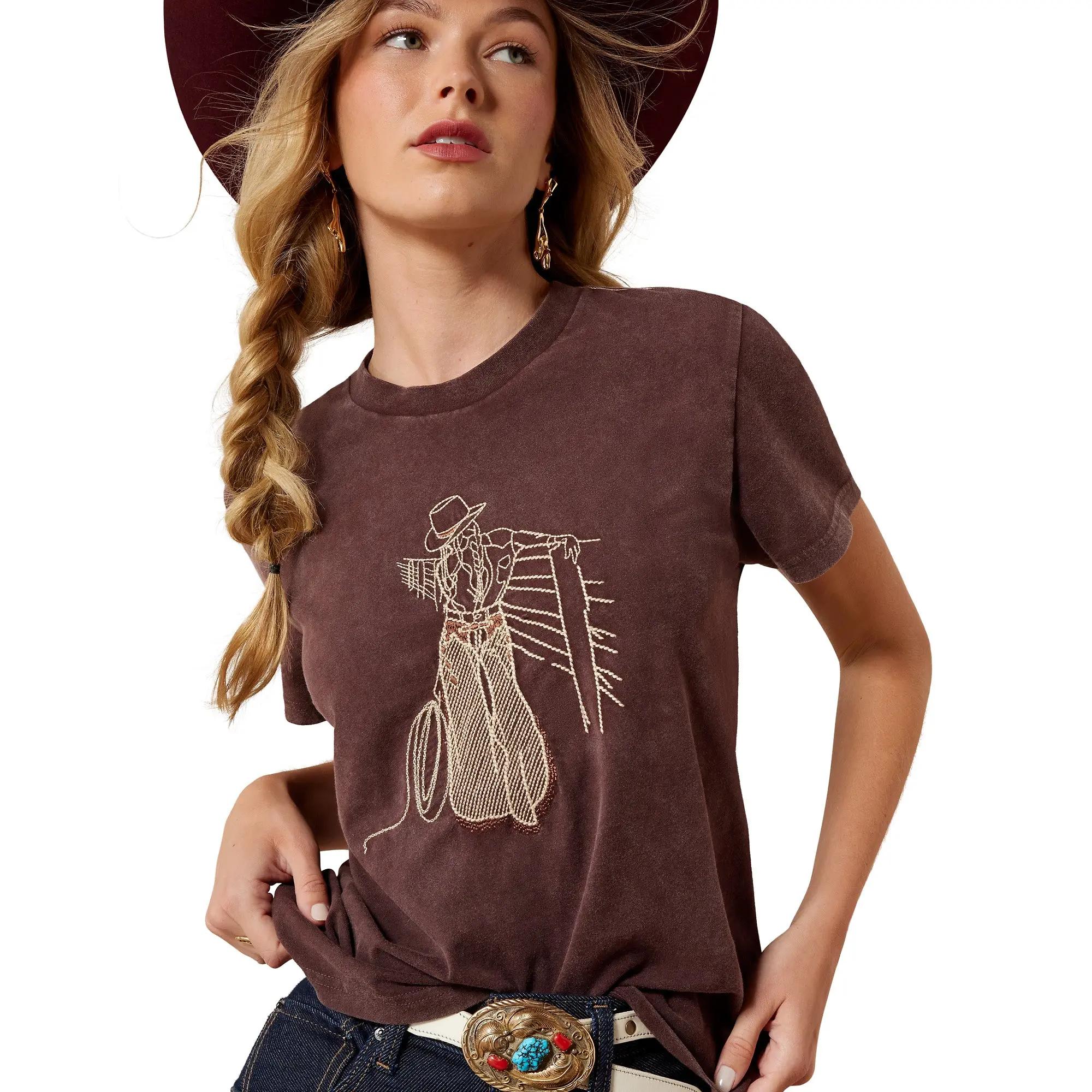 Product image 4 of 4 of Ariat Women's Rebel With a Cause T-Shirt - Chocolate Plum