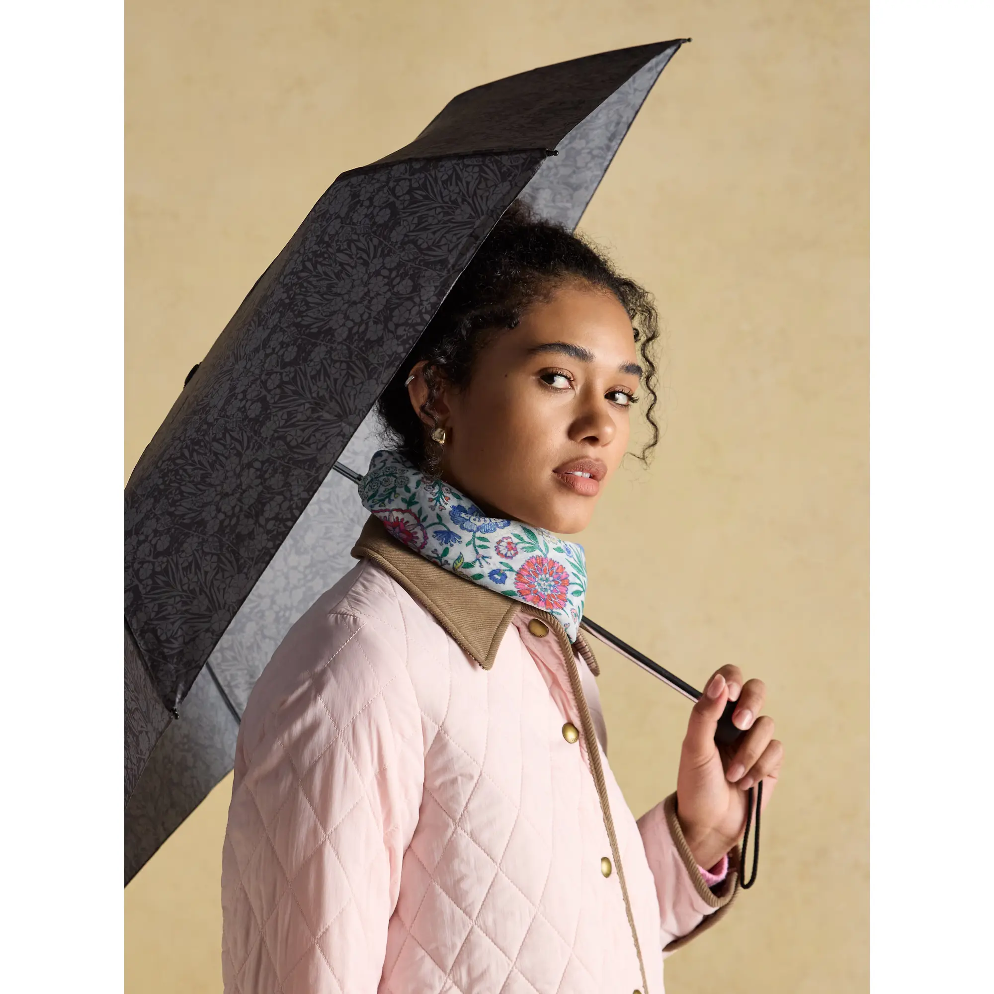 Product image 7 of 7 of Joules Rayne Floral Printed Umbrella - Black