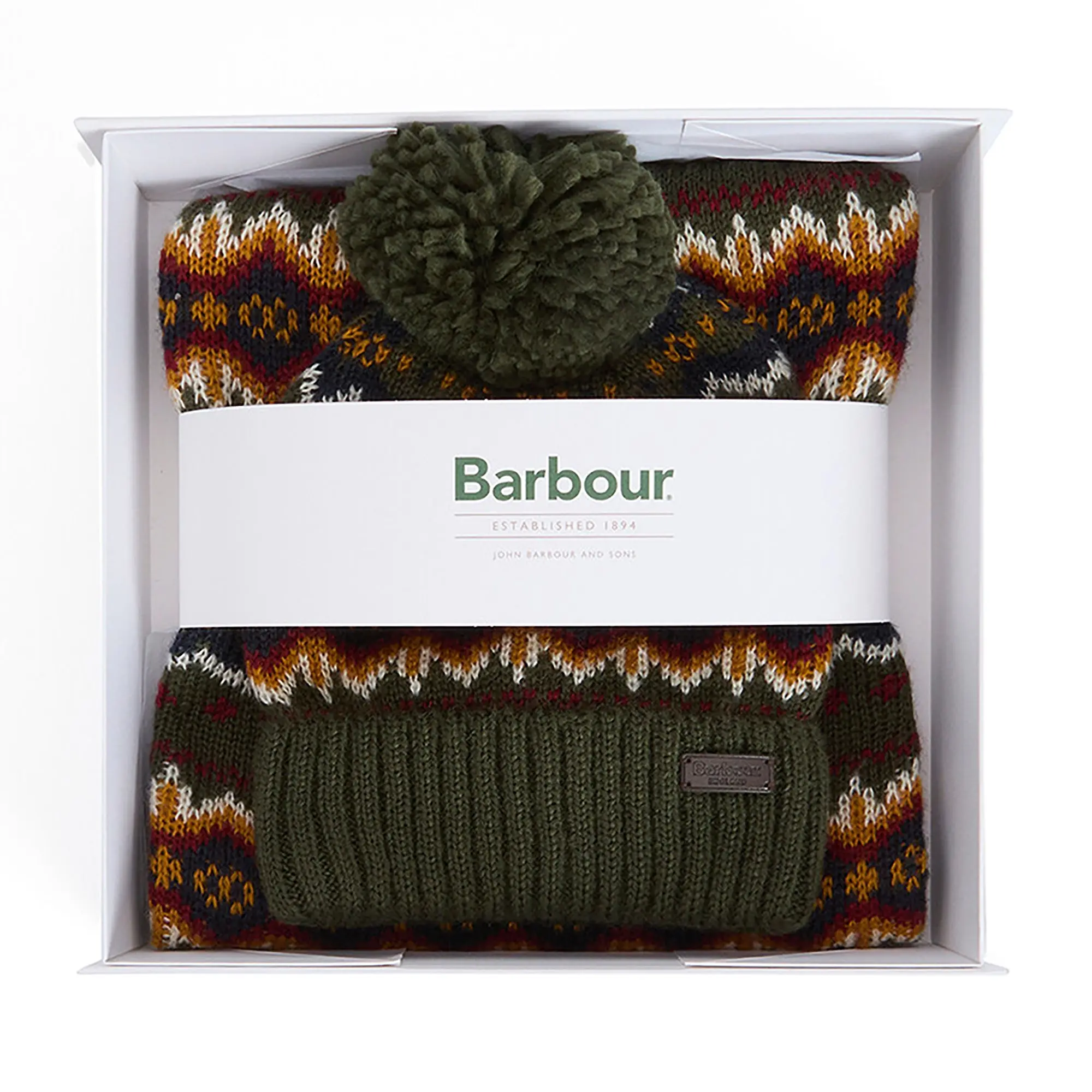 Product image 1 of 8 of Barbour Case Fair Isle Dog Gift Set - Olive