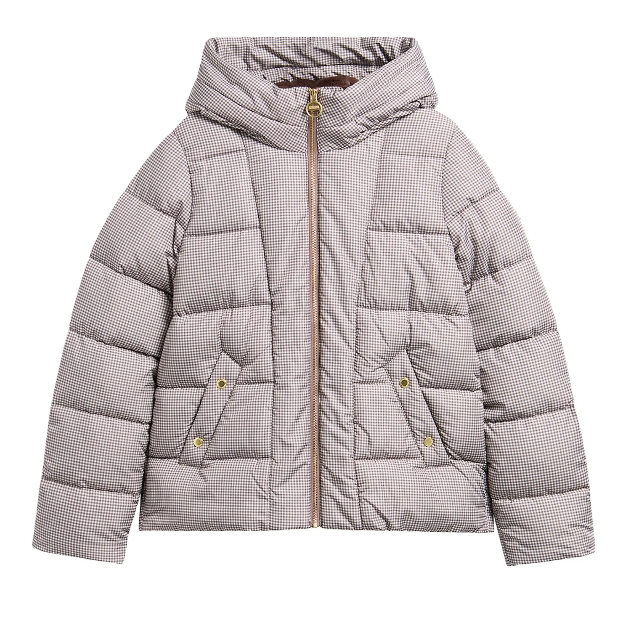 Product image 1 of 7 of Barbour International Women's Printed Brantley Puffer Jacket - Truffle Northumberland Check