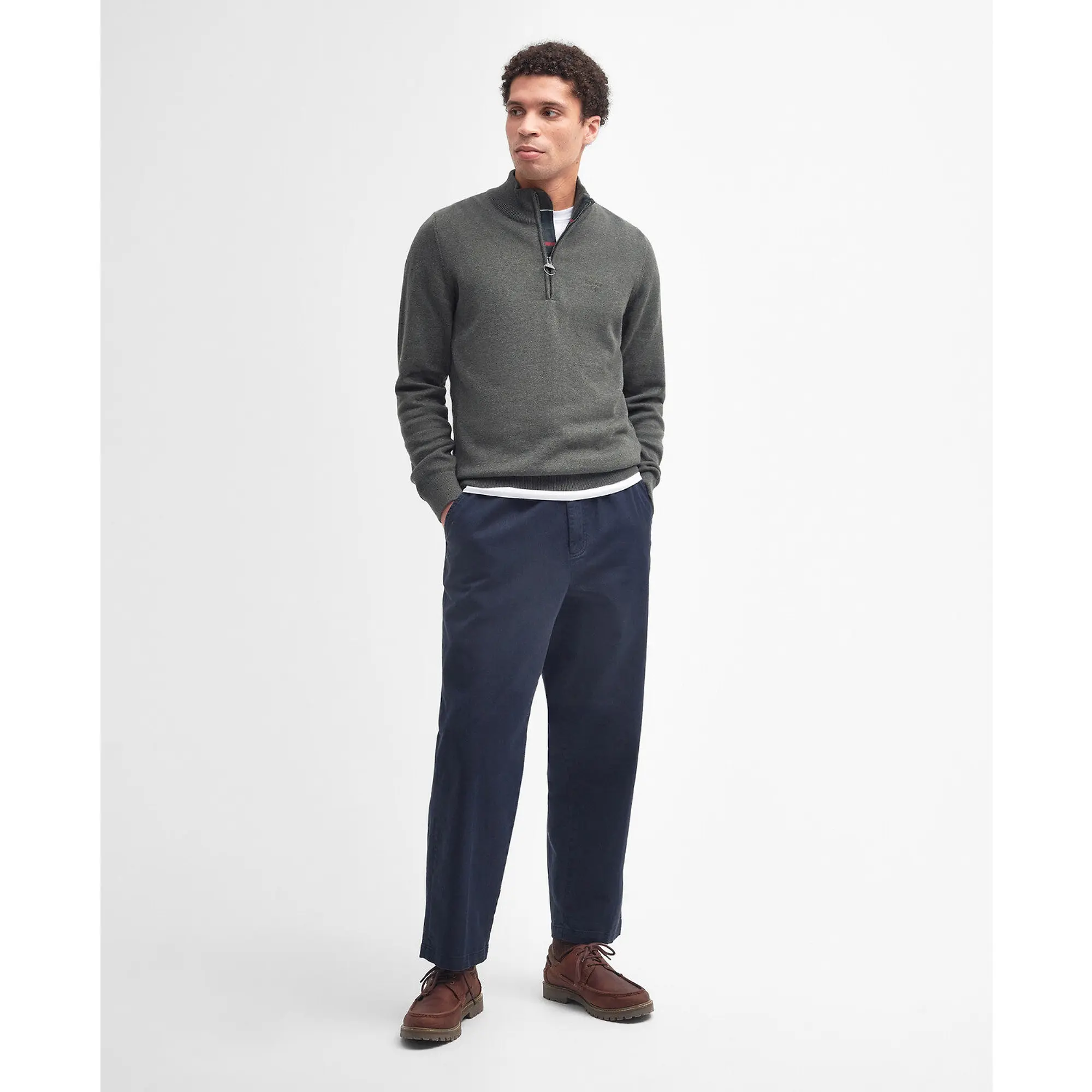 Product image 3 of 6 of Barbour Men's Cotton Quarter-Zip Jumper - Olive Marl