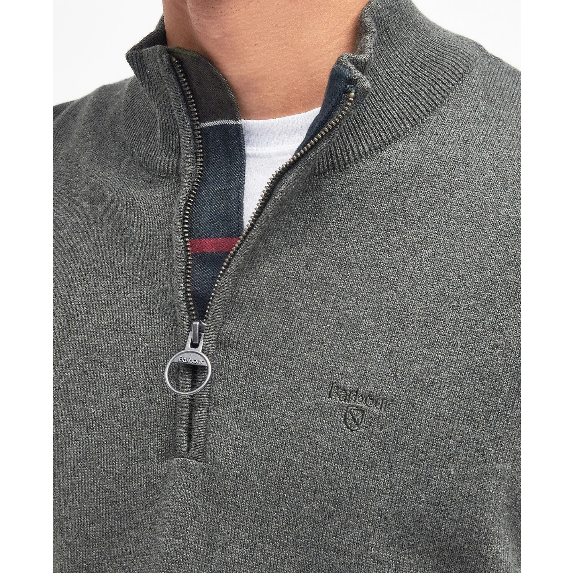 Product image 4 of 6 of Barbour Men's Cotton Quarter-Zip Jumper - Olive Marl