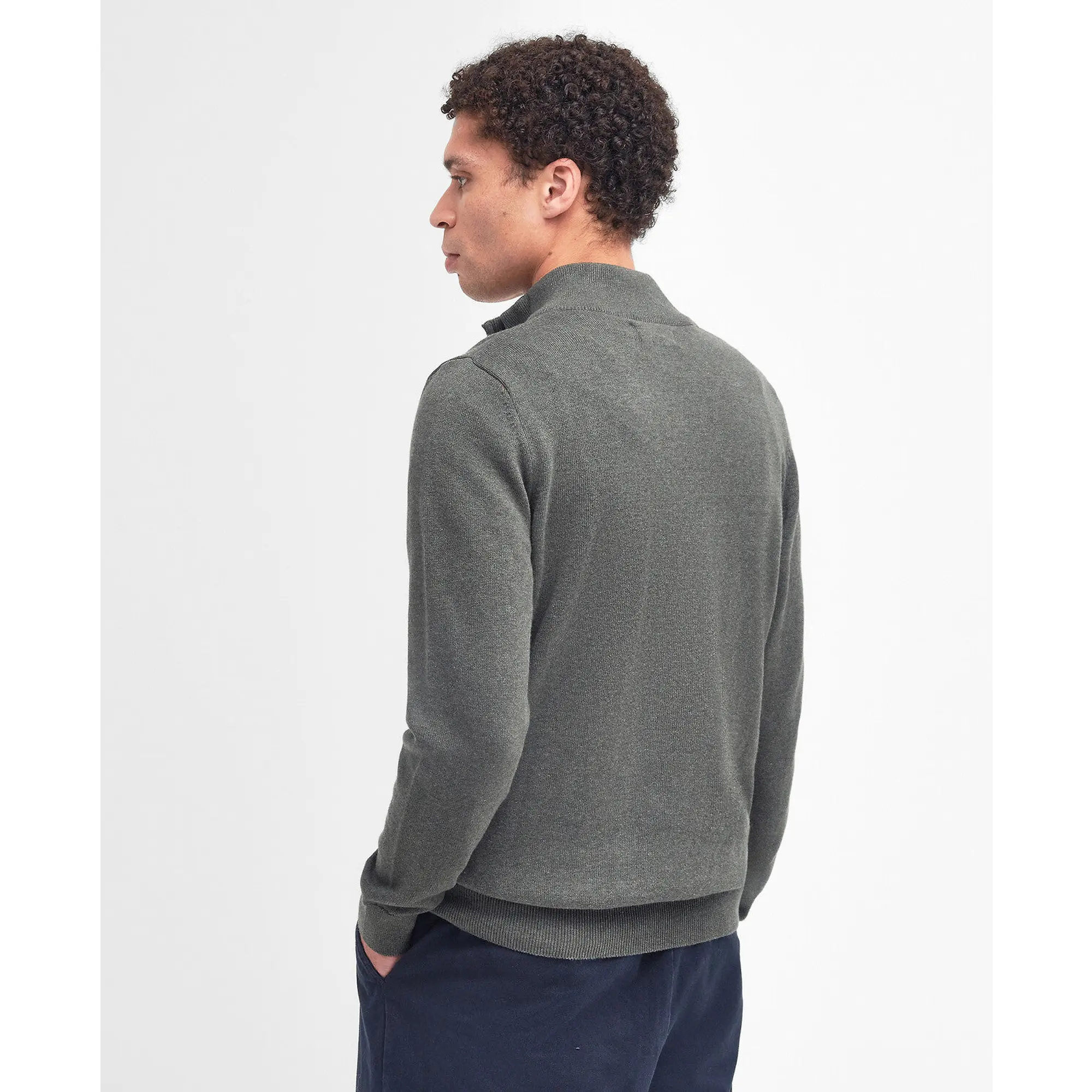 Product image 5 of 6 of Barbour Men's Cotton Quarter-Zip Jumper - Olive Marl