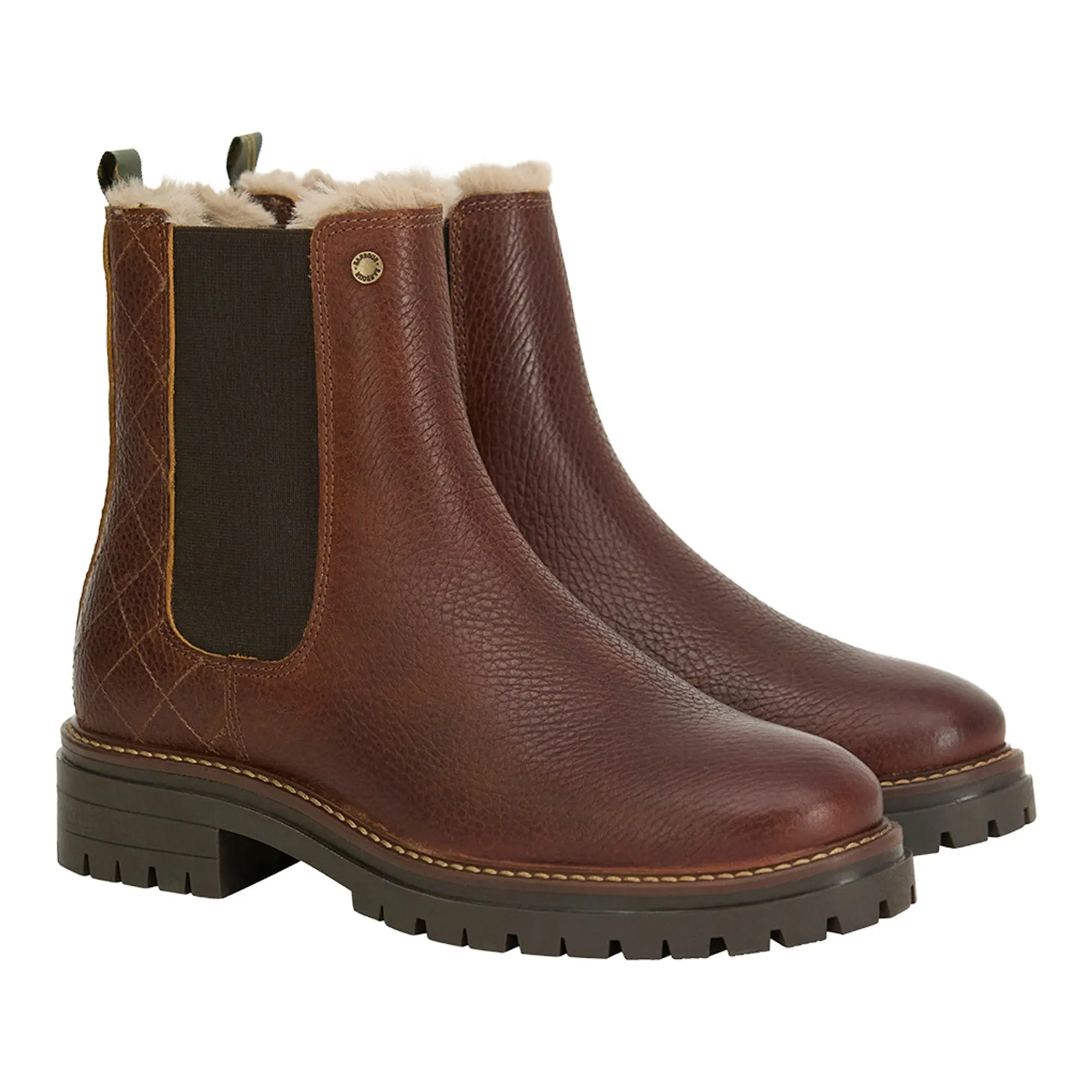 Product image 1 of 6 of Barbour Women's Evie Faux-Fur Trimmed Chelsea Boots - Brown