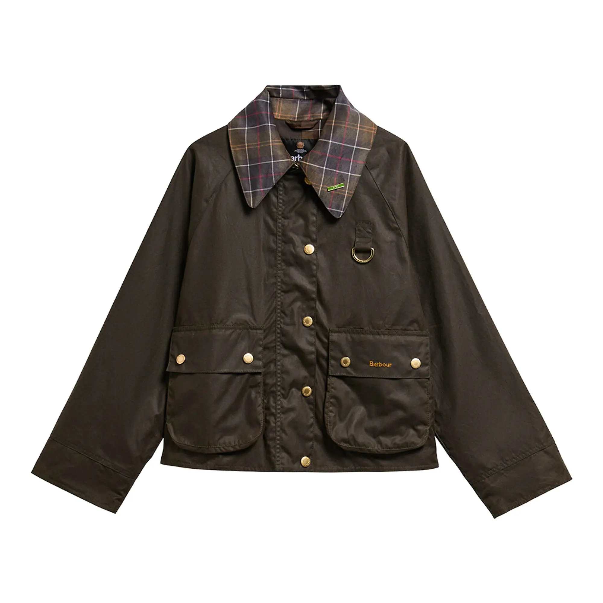 Product image 1 of 7 of Barbour Women's Icons Tartan Collar Spey Waxed Jacket - Olive / Classic