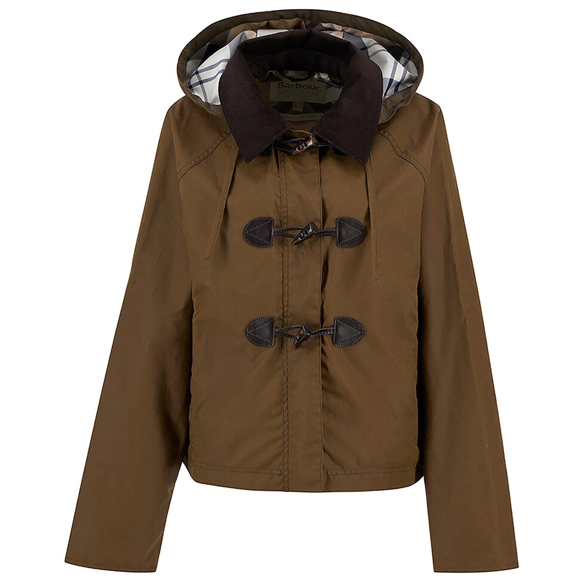 Barbour Women's Myra Waxed Duffle Coat - Bark/Hessian Tartan