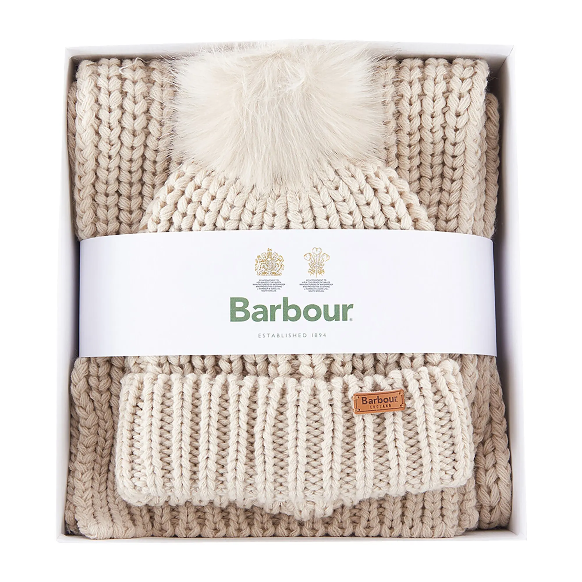 Product image 1 of 5 of Barbour Women's Saltburn Beanie & Scarf Gift Set - Pearl