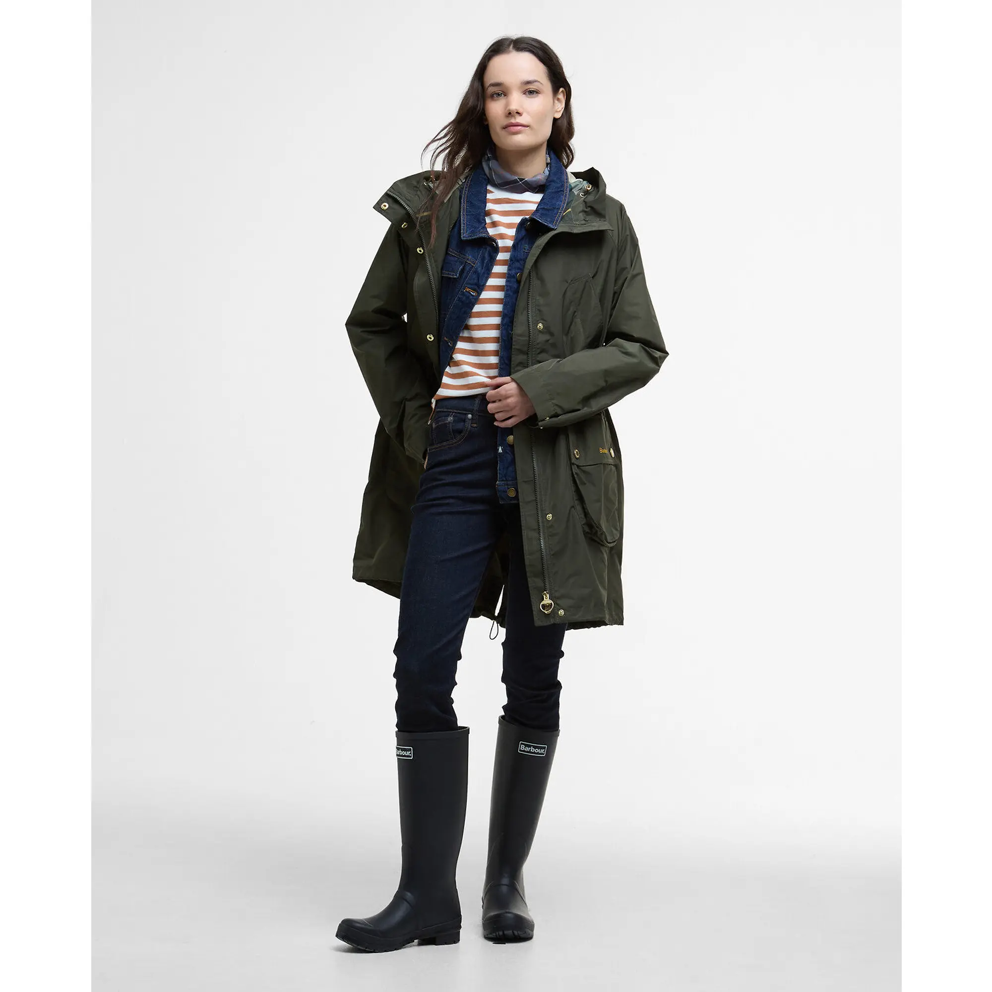 Product image 3 of 9 of Barbour Women's Una Showerproof Parka - Olive/Ancient Tartan