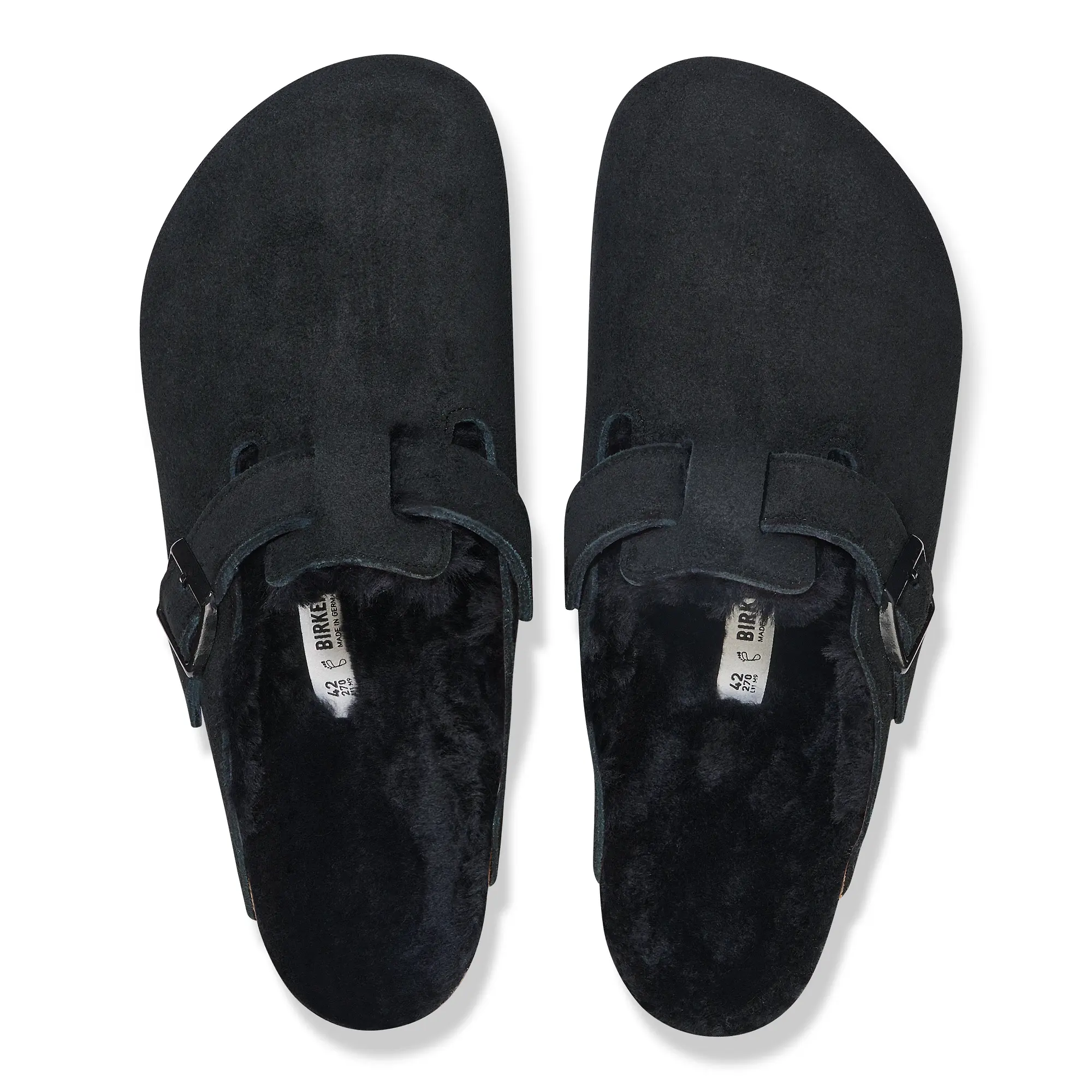 Product image 3 of 9 of Birkenstock Boston Shearling Suede Leather Regular Clogs - Black