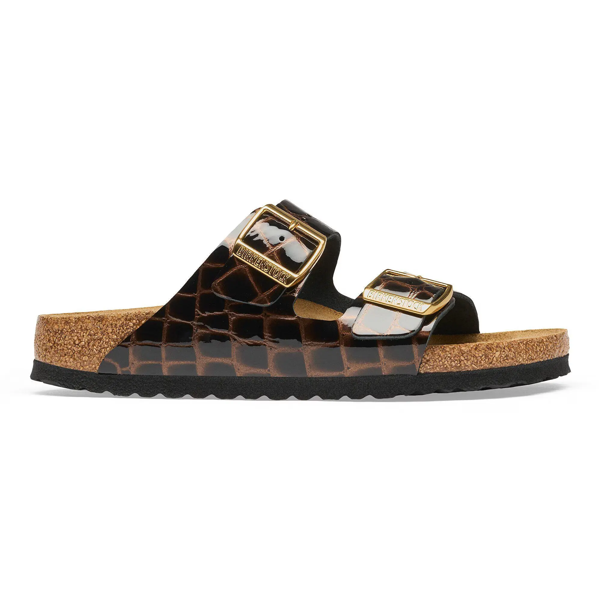 Product image 5 of 8 of Birkenstock Women's Arizona Natural Leather Narrow Sandals - Emboss Croc Leather Black / Brown