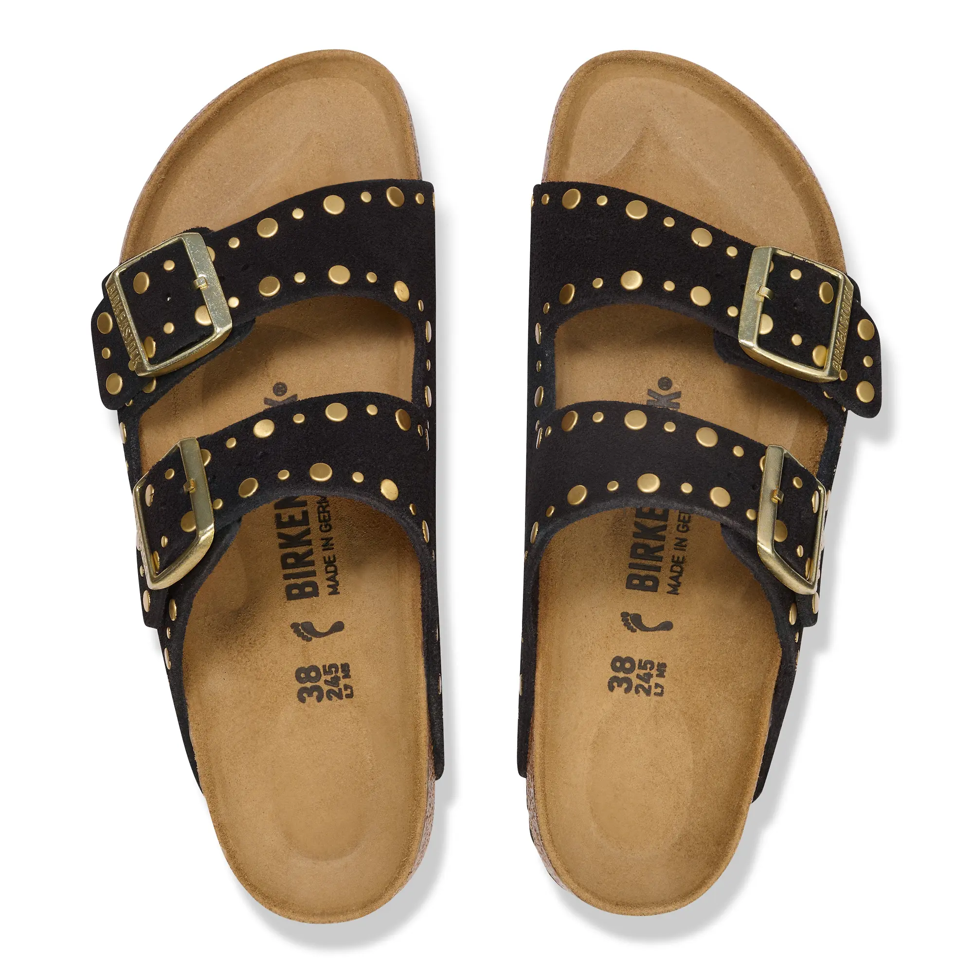 Product image 4 of 8 of Birkenstock Women's Arizona Rivet Suede Leather Narrow Sandals - Black