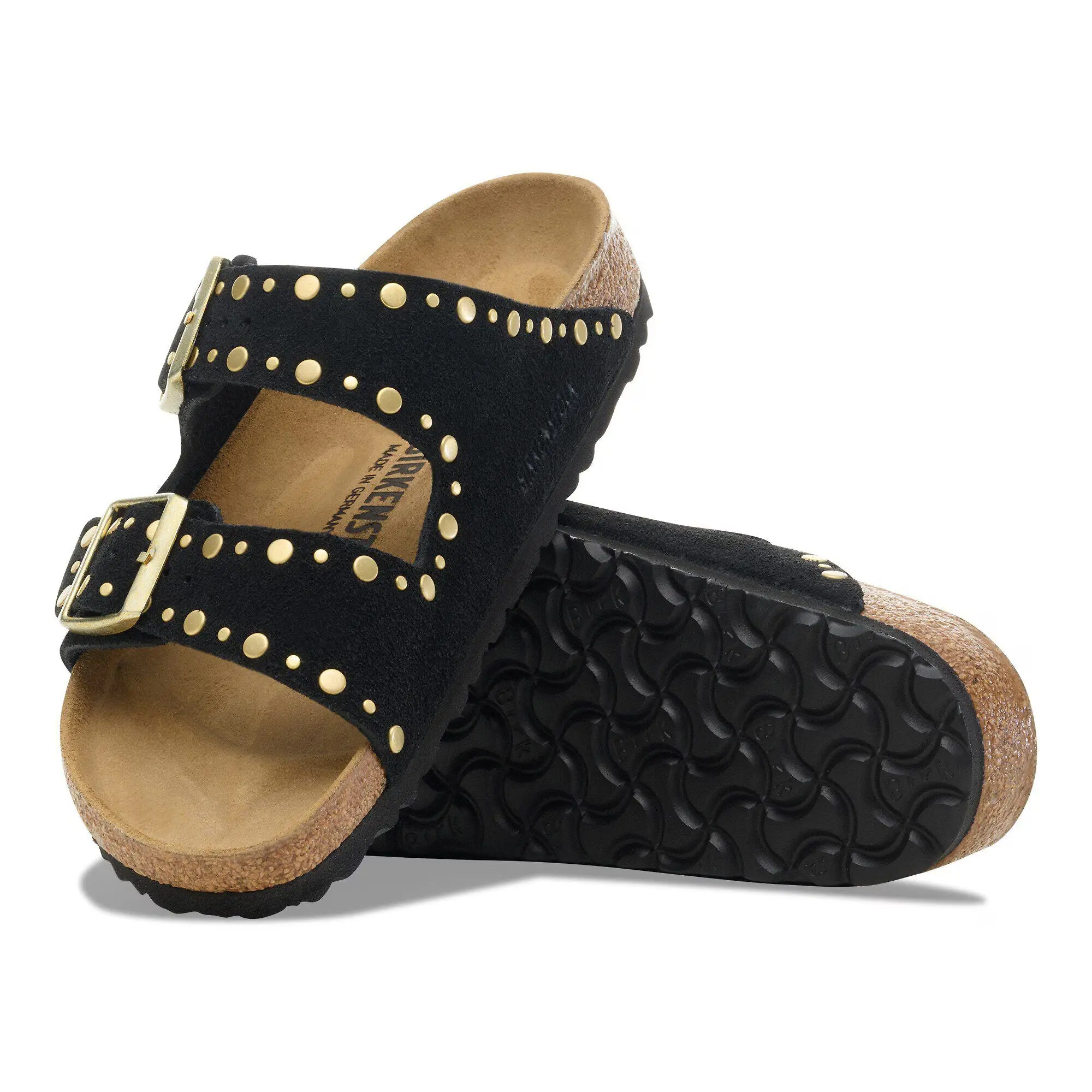 Product image 8 of 8 of Birkenstock Women's Arizona Rivet Suede Leather Narrow Sandals - Black