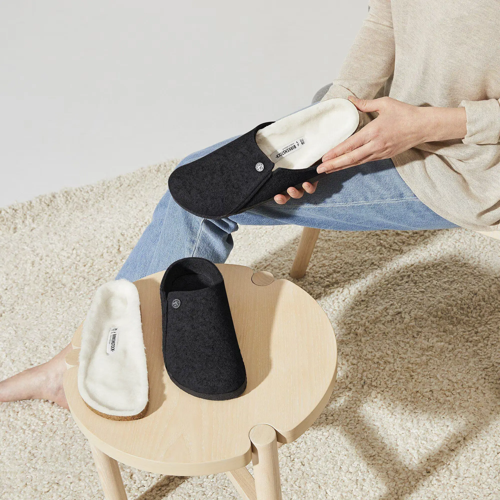 Product image 7 of 10 of Birkenstock Zermatt Shearling Felt Regular Slippers - Anthracite
