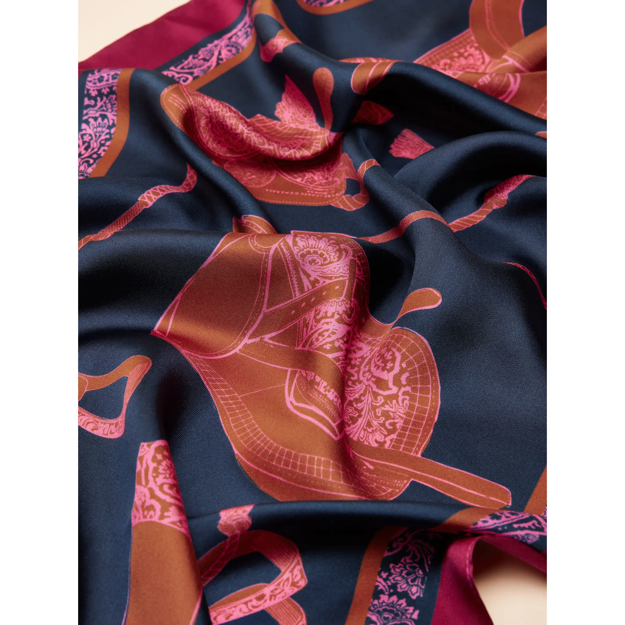 Product image 8 of 8 of Joules Women's Windsor Long Silk Scarf - Navy