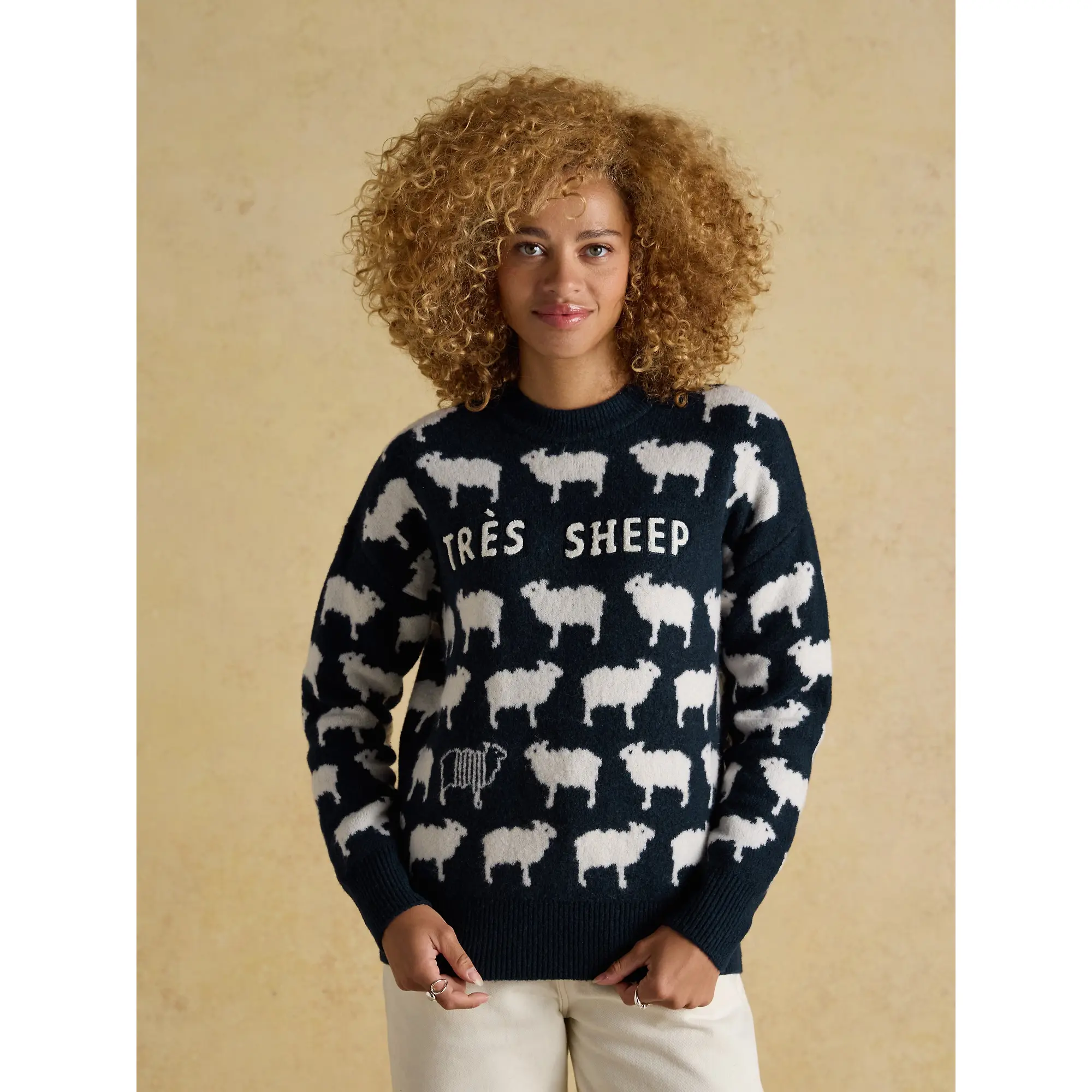 Product image 2 of 6 of Joules Women's Très Sheep Intarsia Knitted Jumper - Navy
