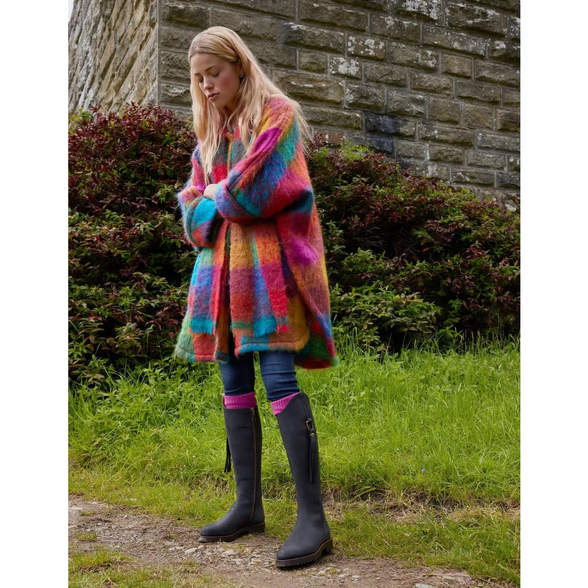 Product image 5 of 5 of Penelope Chilvers Women's Cashmere Cable Boot Socks - Pink
