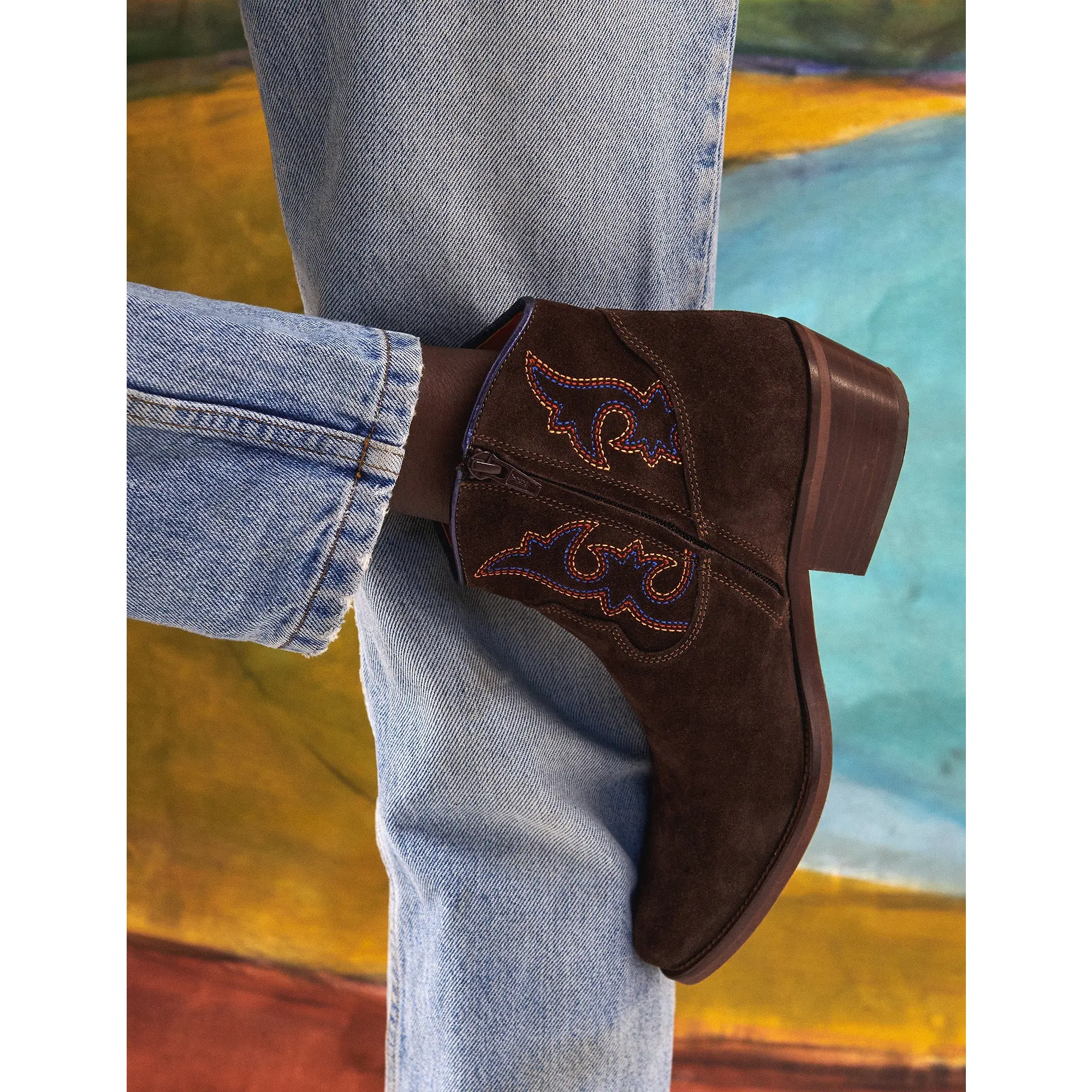 Product image 2 of 9 of Penelope Chilvers Women's Cassidy Suede Embroidered Boots - Bitter Chocolate