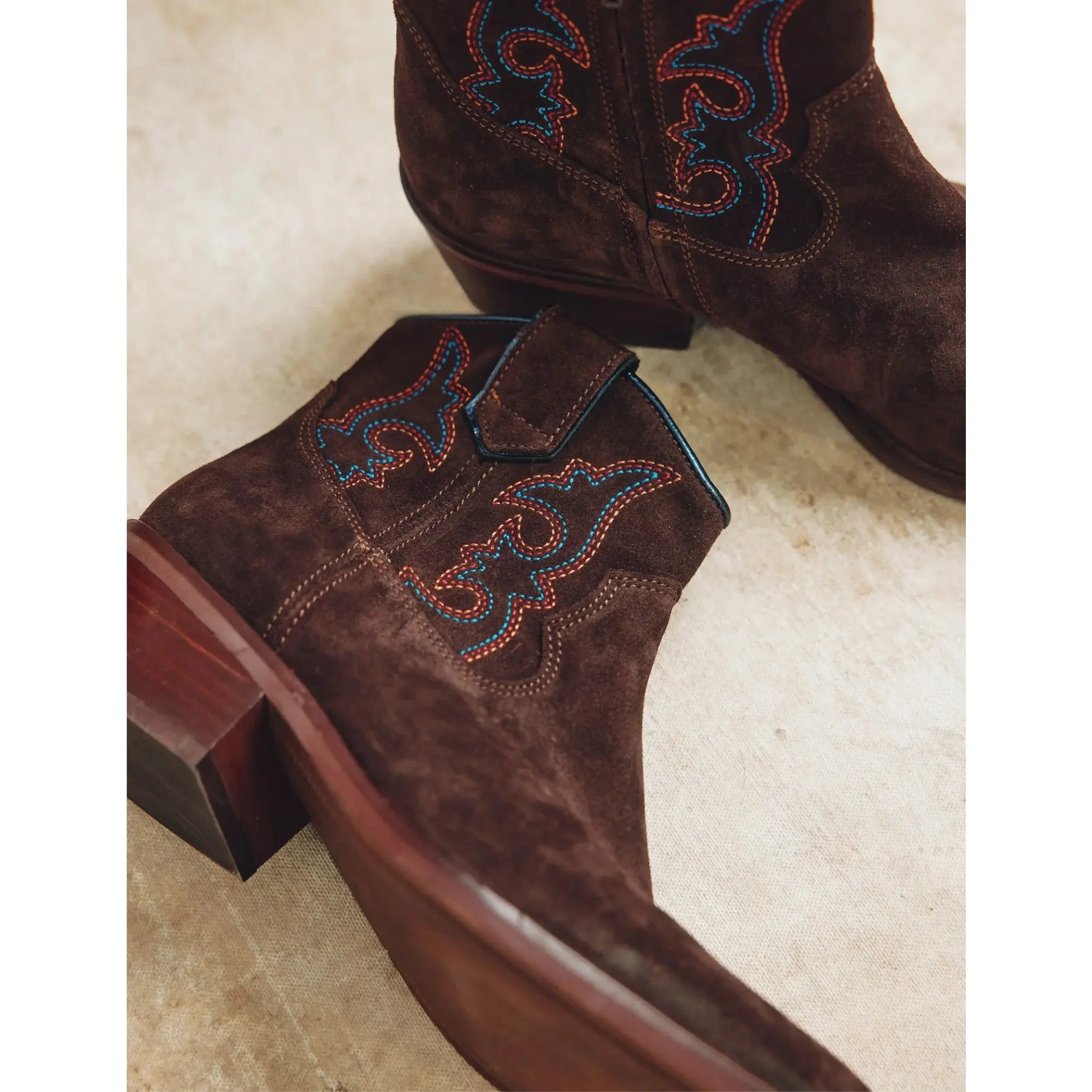Product image 4 of 9 of Penelope Chilvers Women's Cassidy Suede Embroidered Boots - Bitter Chocolate
