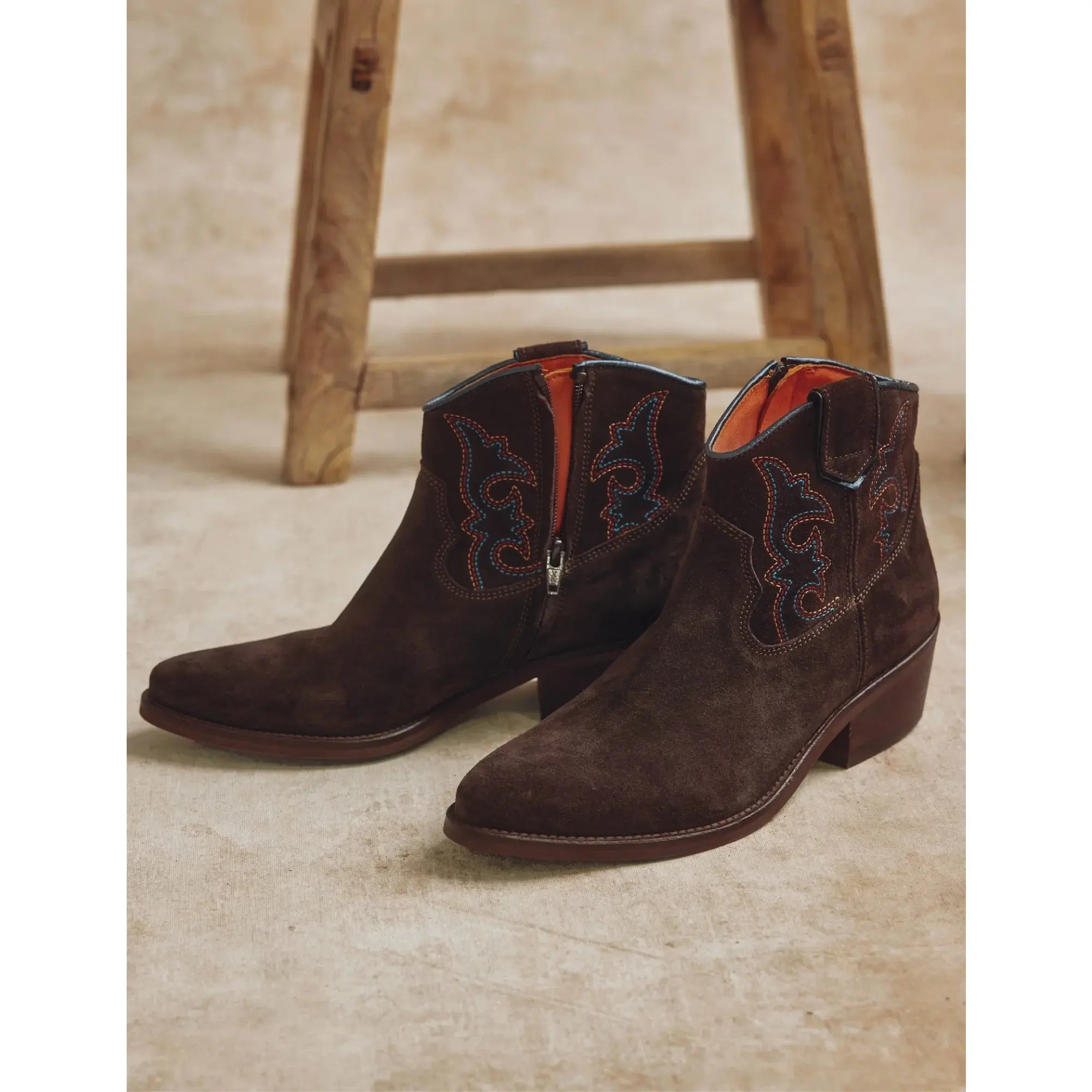 Product image 8 of 9 of Penelope Chilvers Women's Cassidy Suede Embroidered Boots - Bitter Chocolate