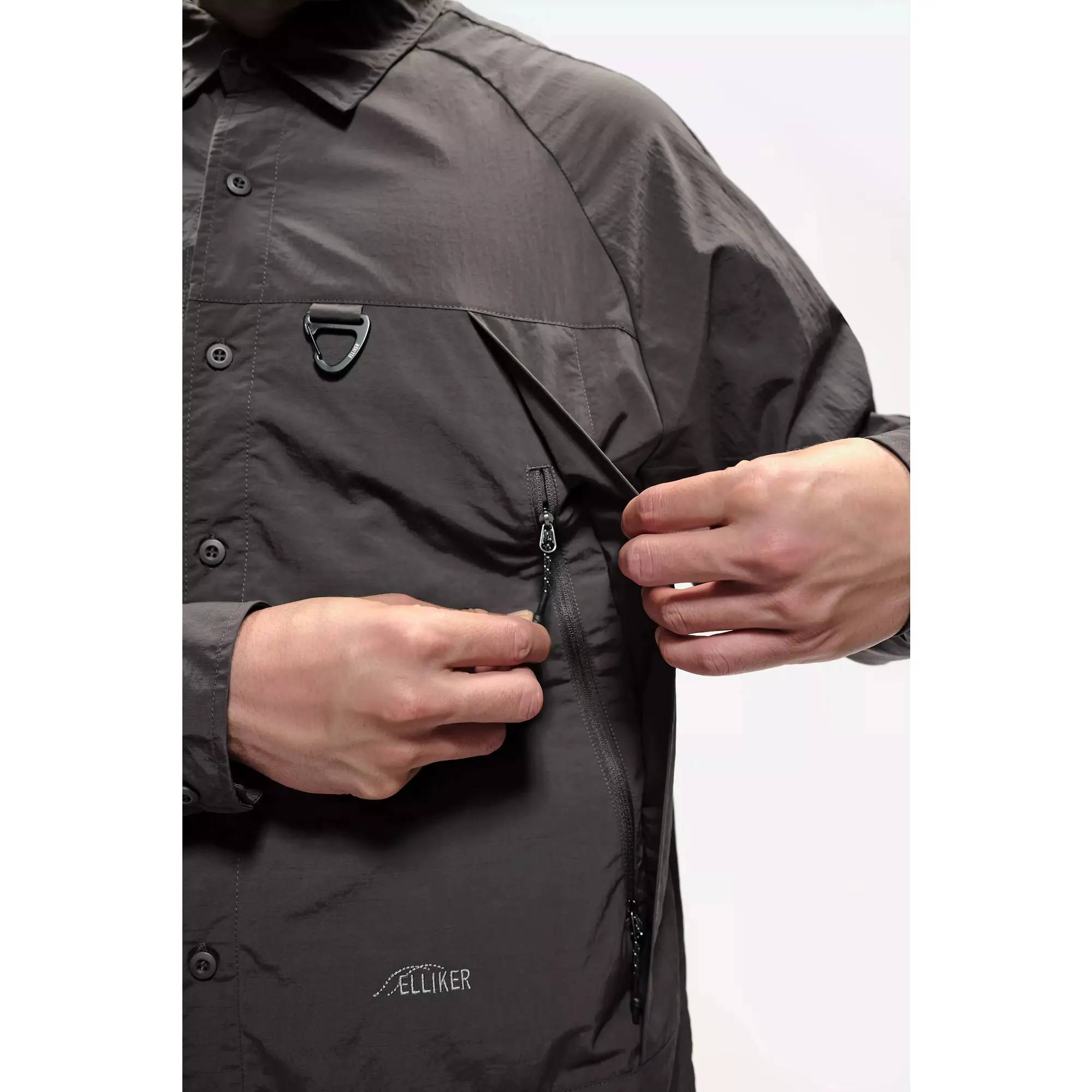 Product image 7 of 14 of Elliker Unisex Craw Long Sleeve Zipper Tech Shirt - Grey