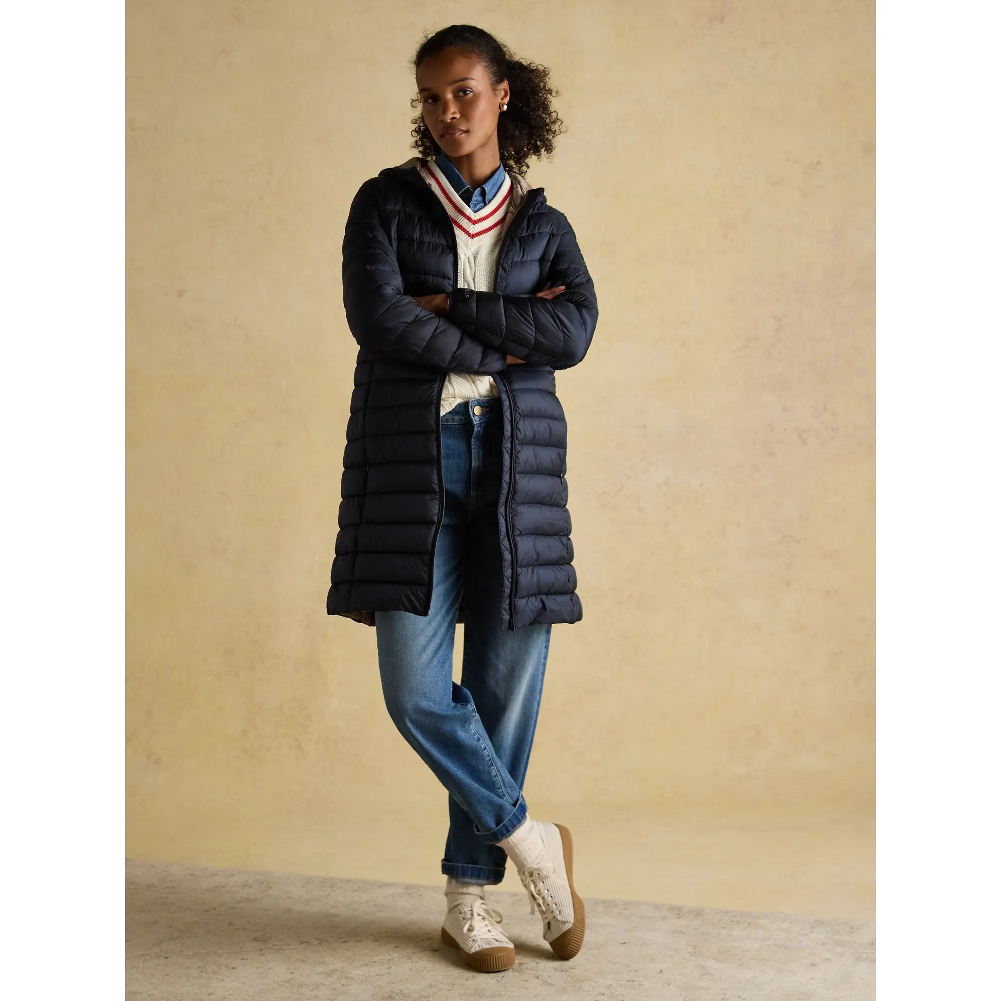 Product image 6 of 8 of Joules Women's Kenley Long Showerproof Padded Coat - Navy