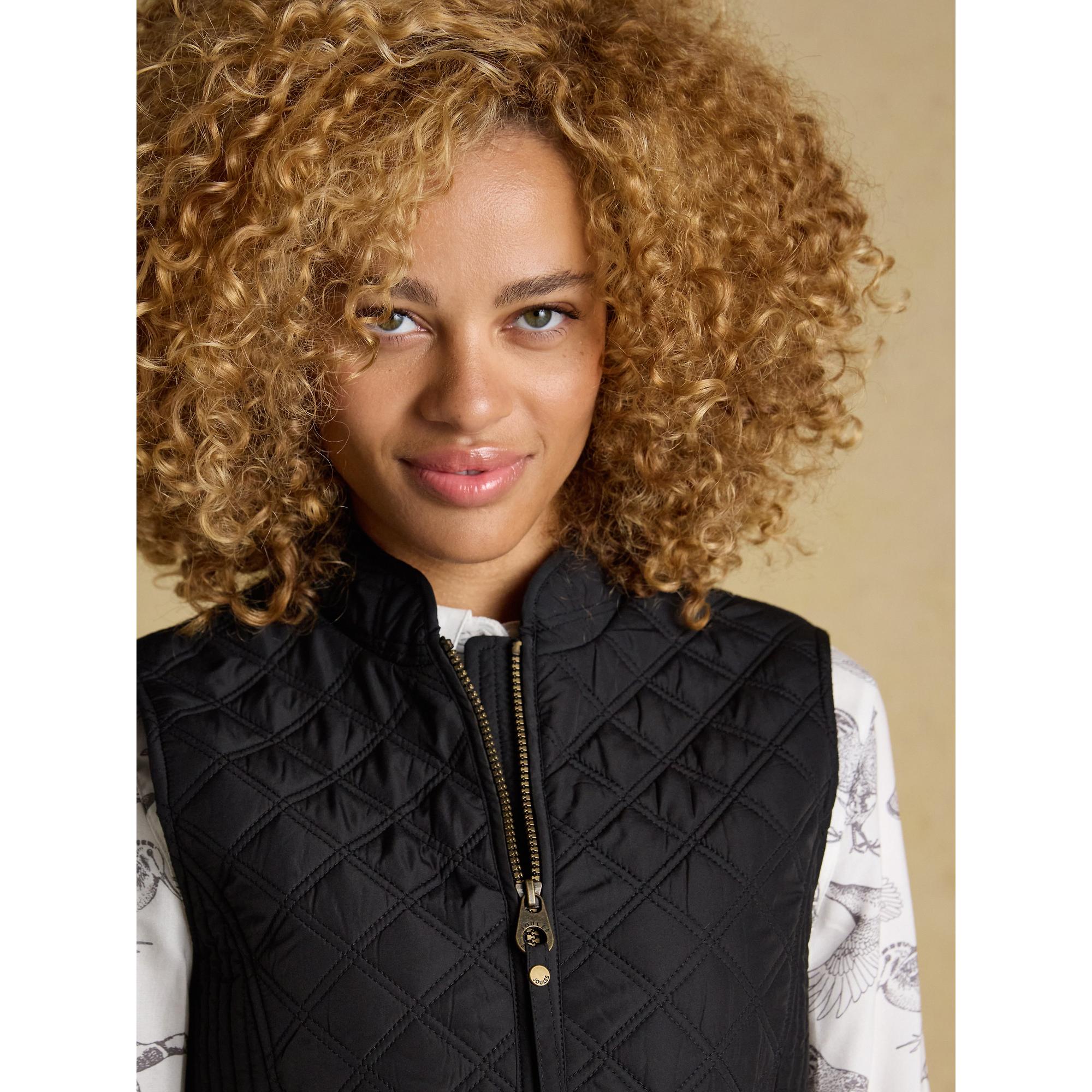 Joules Women's Minx Showerproof Diamond Quilted Gilet - Black