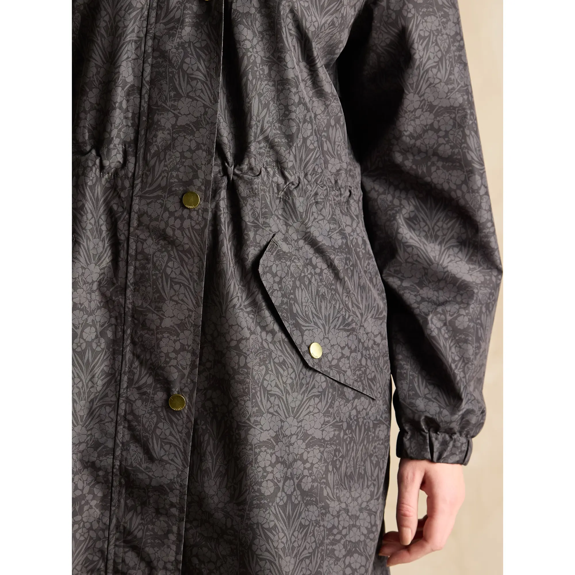 Product image 5 of 8 of Joules Women's Holkham Waterproof Packable Raincoat - Black Floral
