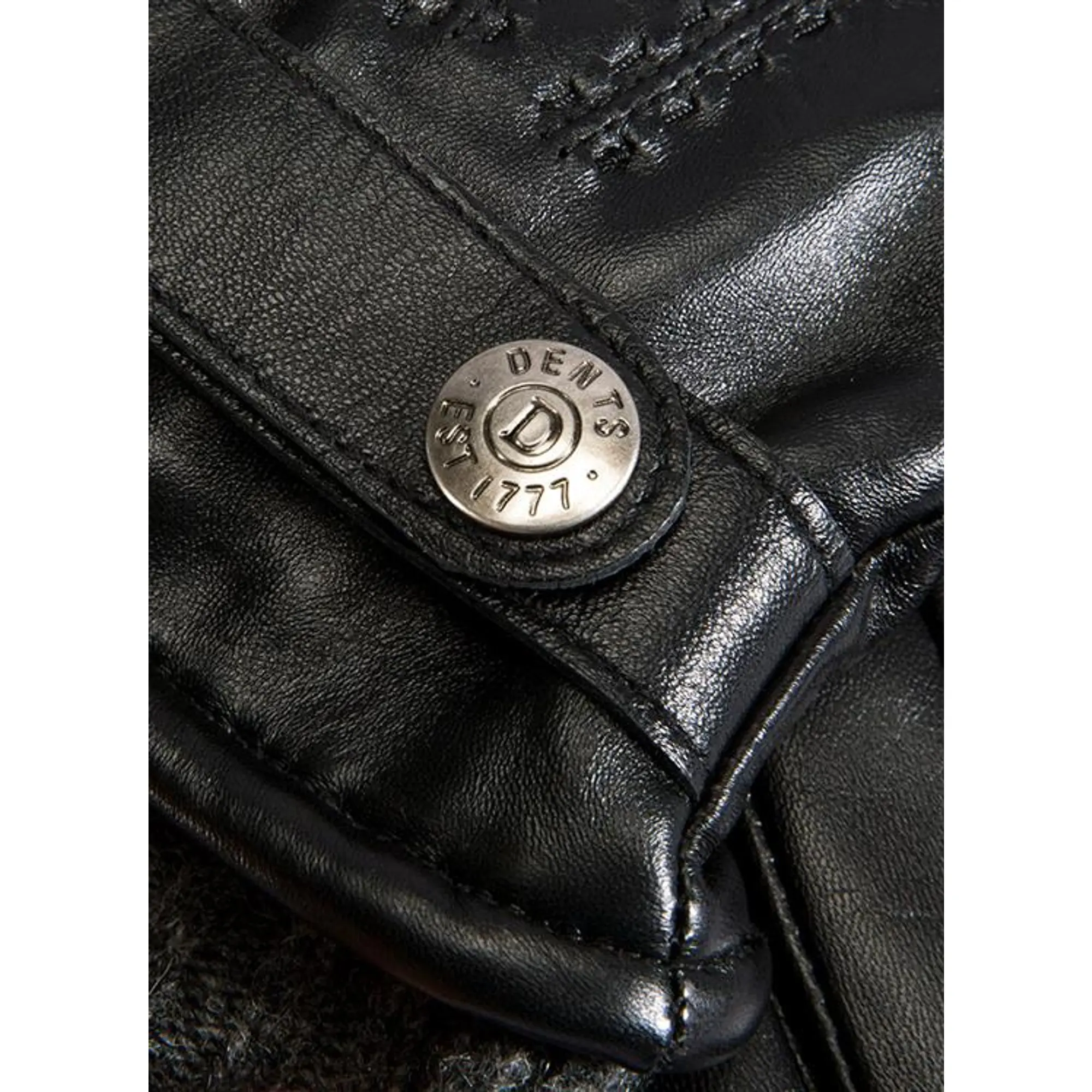 Product image 5 of 7 of Dents Men's Henley Touchscreen Three-Point Wool Blend-Lined Leather Gloves - Black