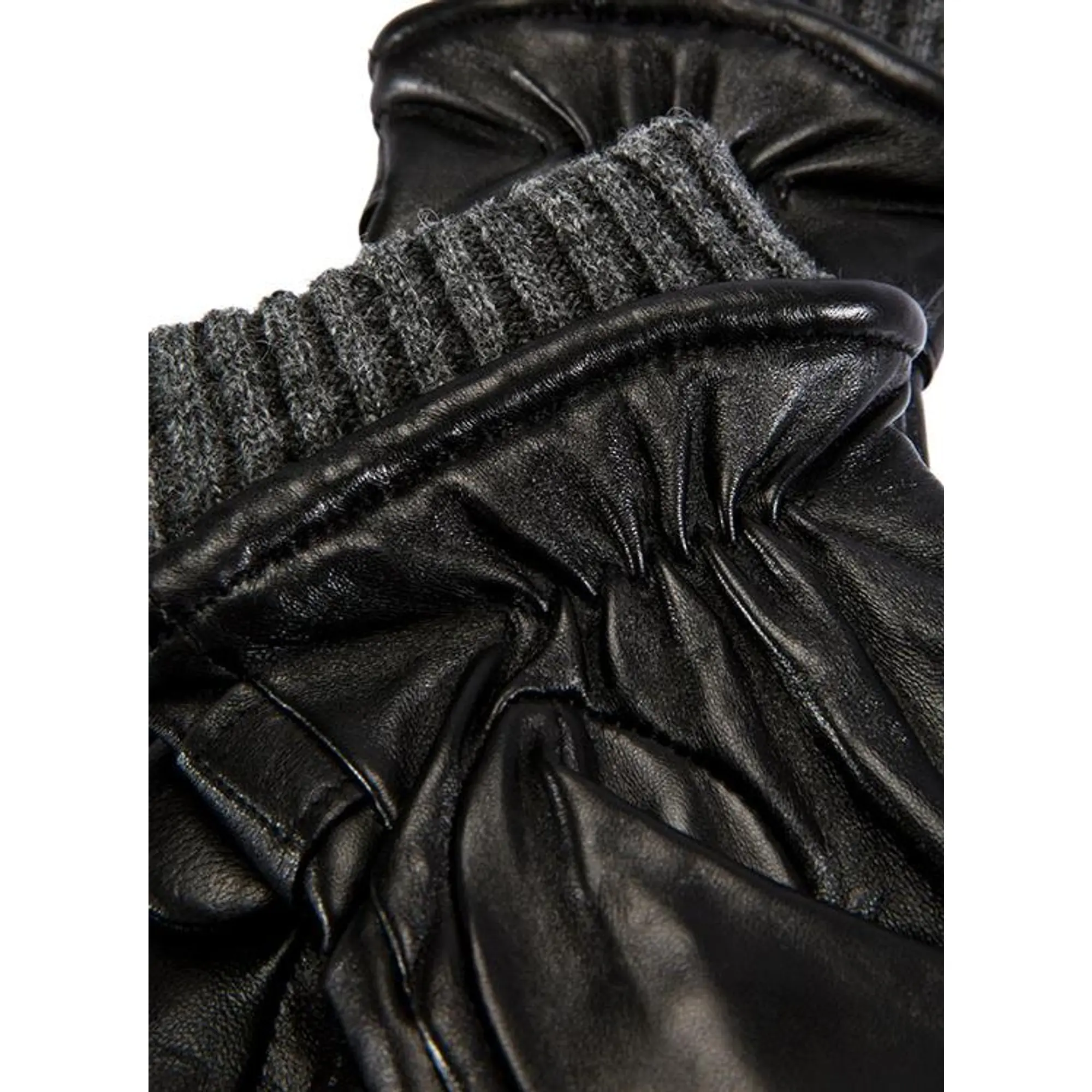Product image 7 of 7 of Dents Men's Henley Touchscreen Three-Point Wool Blend-Lined Leather Gloves - Black