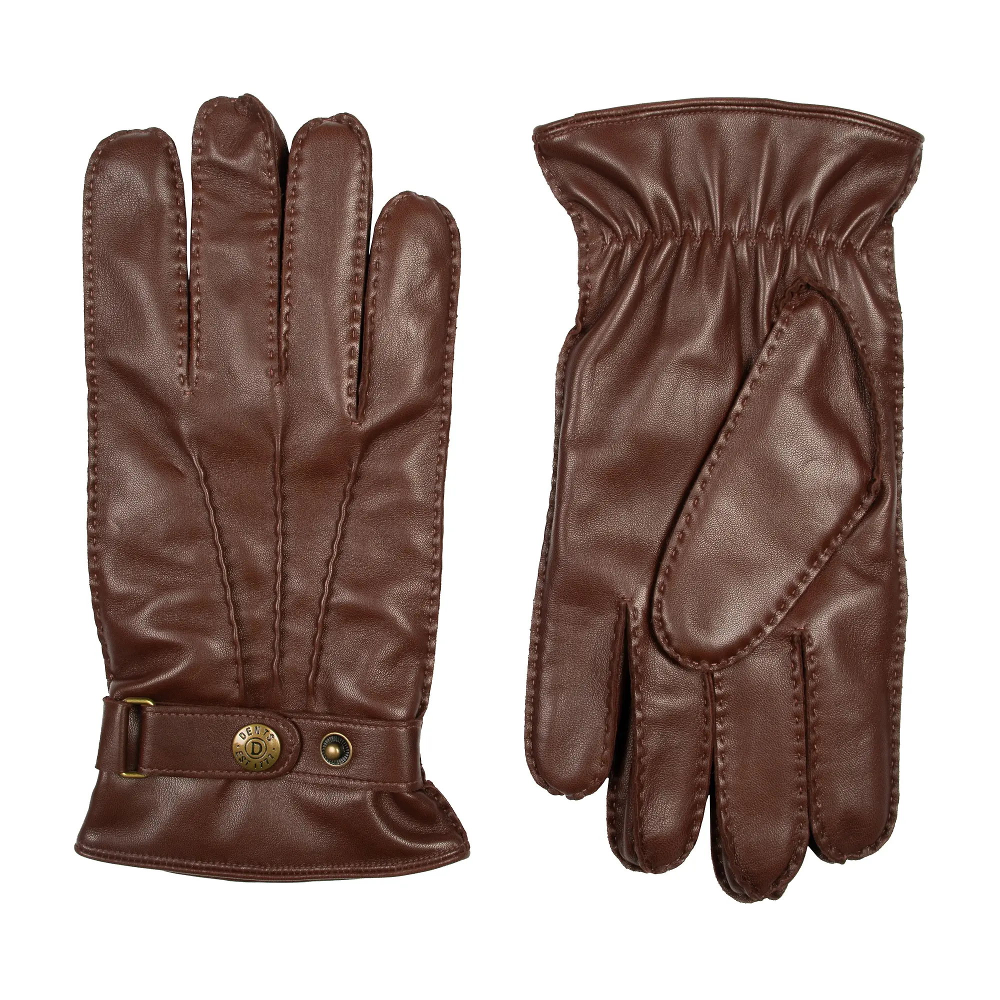 Product image 4 of 12 of Dents Men's Tetbury Handsewn Three-Point Wool and Cashmere Blend-Lined Leather Gloves - Chestnut
