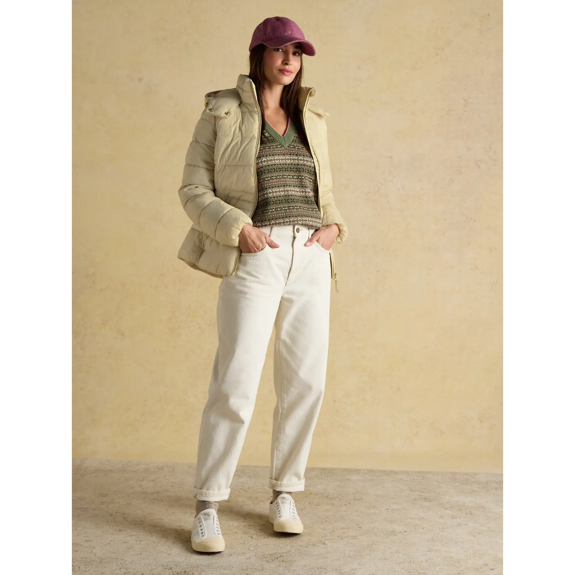 Product image 4 of 10 of Joules Women's Hadlow Short Showerproof Padded Coat -  Neutral