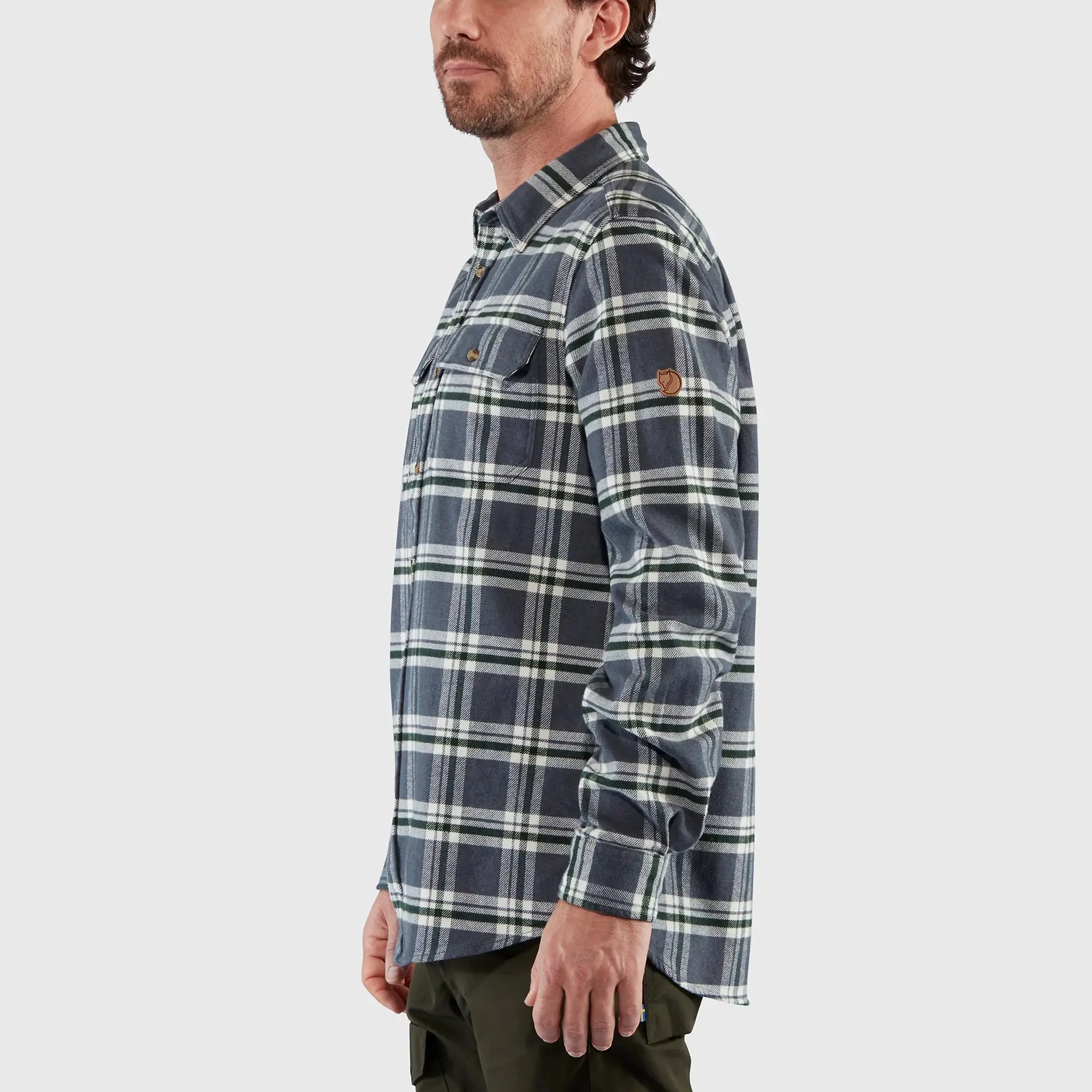 Product image 5 of 6 of Fjällräven Men's Övik Heavy Flannel Shirt - Wood Brown-Dark Navy