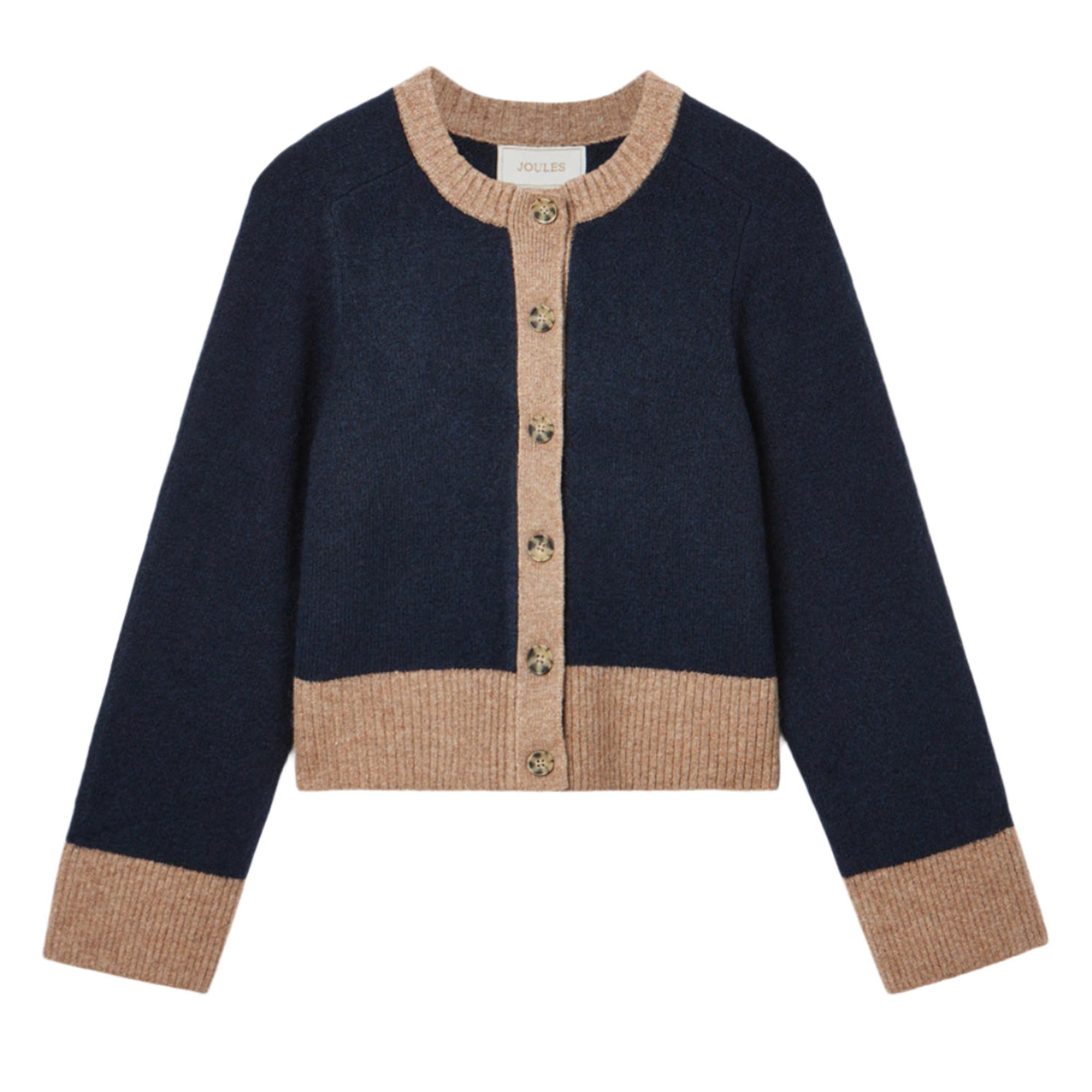 Joules Women's Nora Knitted Cardigan - Navy/Tan | British Attire
