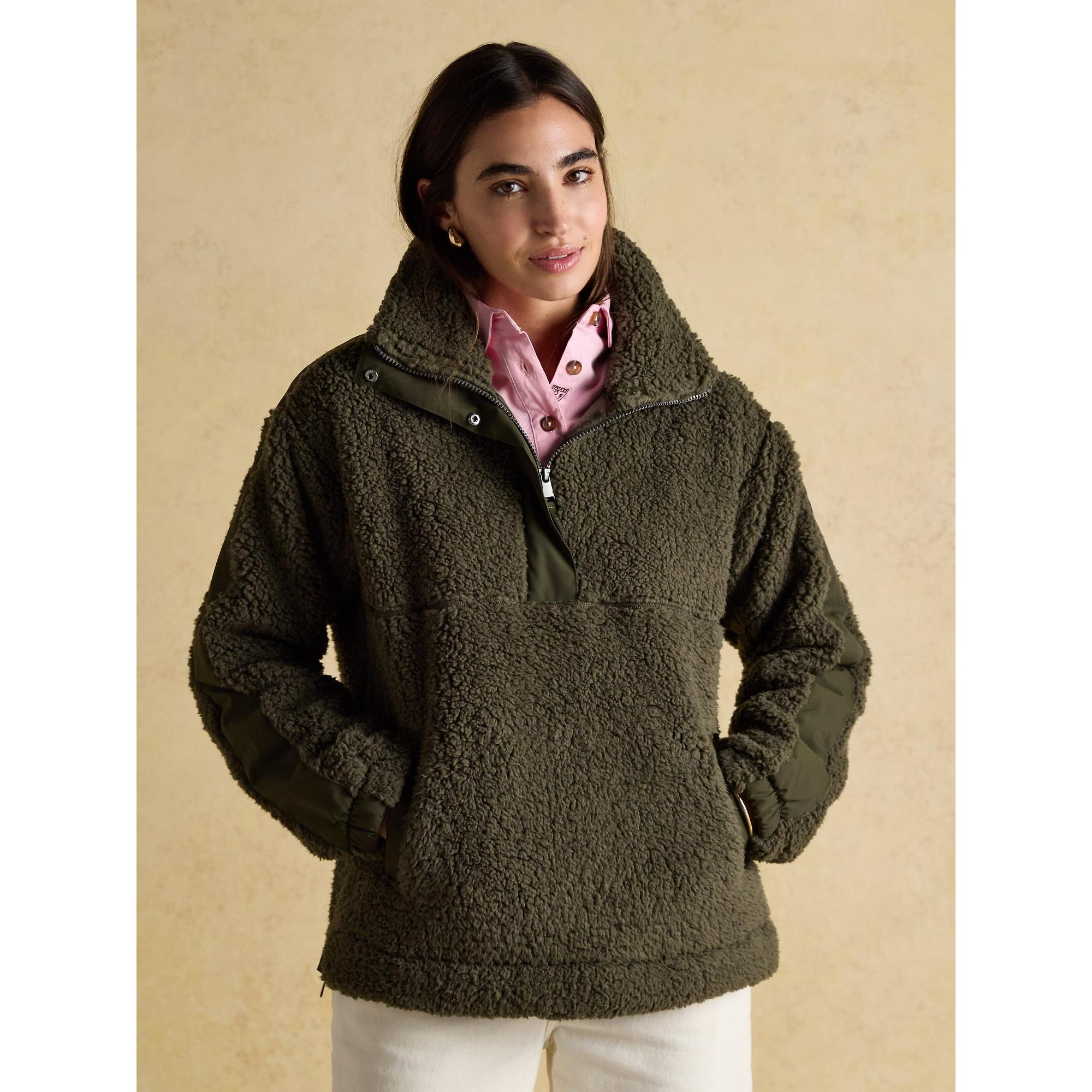 JUSGLITTY カーキ ブルゾン S Joules Women's Tilly Quarter Zip Fleece - Green | British Attire