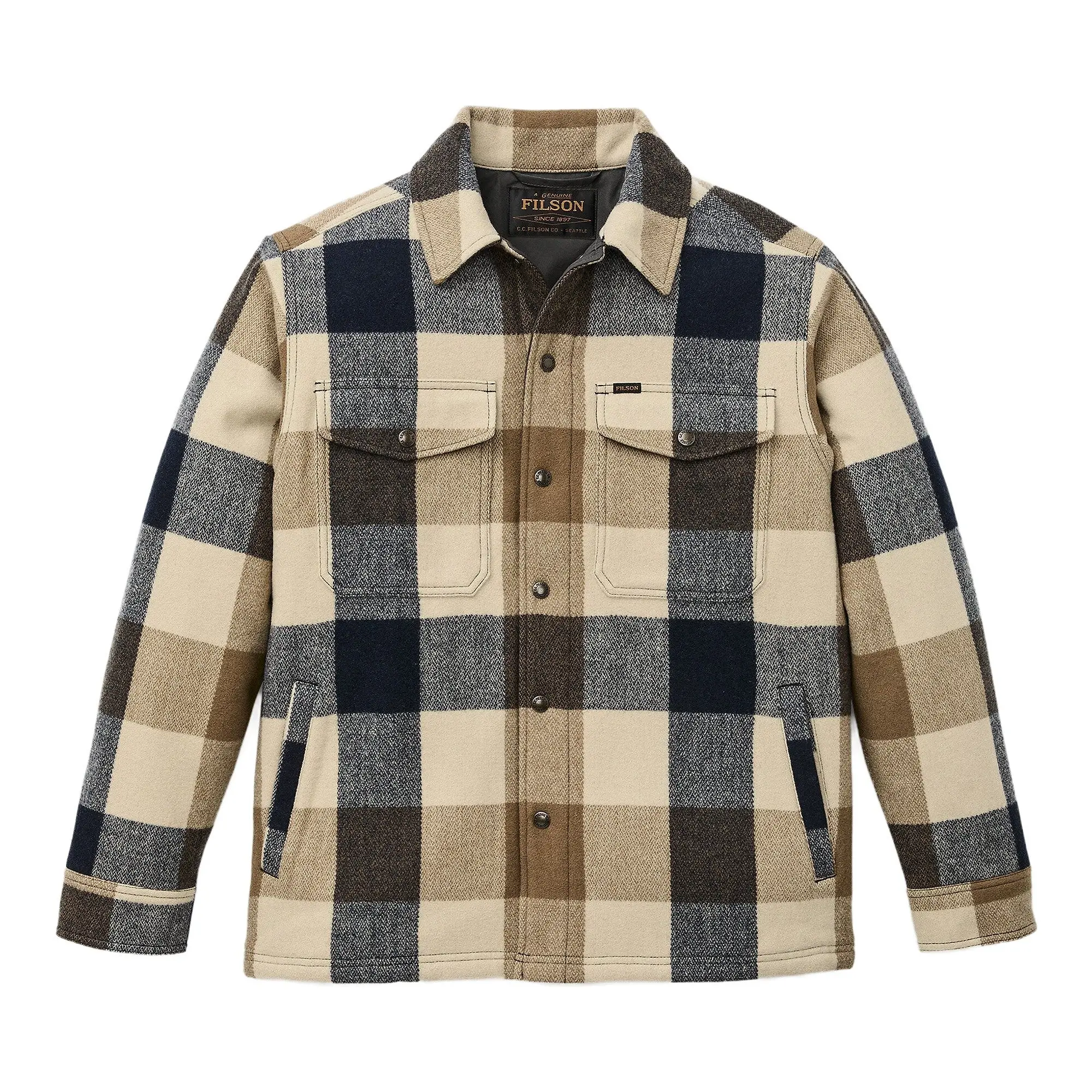 Product image 1 of 6 of Filson Men's Spokane Insulated Jac-Shirt - Cream / Navy Plaid