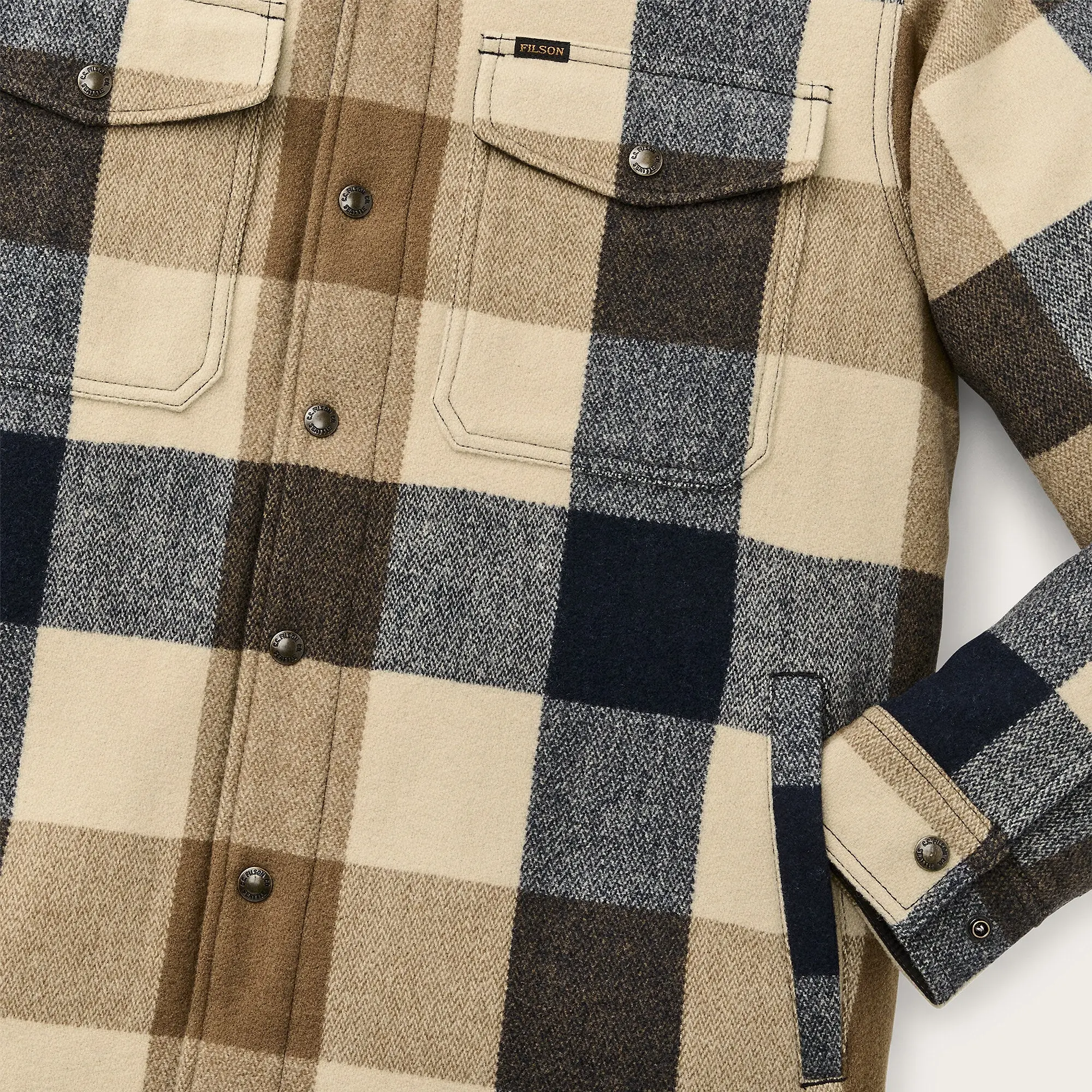 Product image 4 of 6 of Filson Men's Spokane Insulated Jac-Shirt - Cream / Navy Plaid