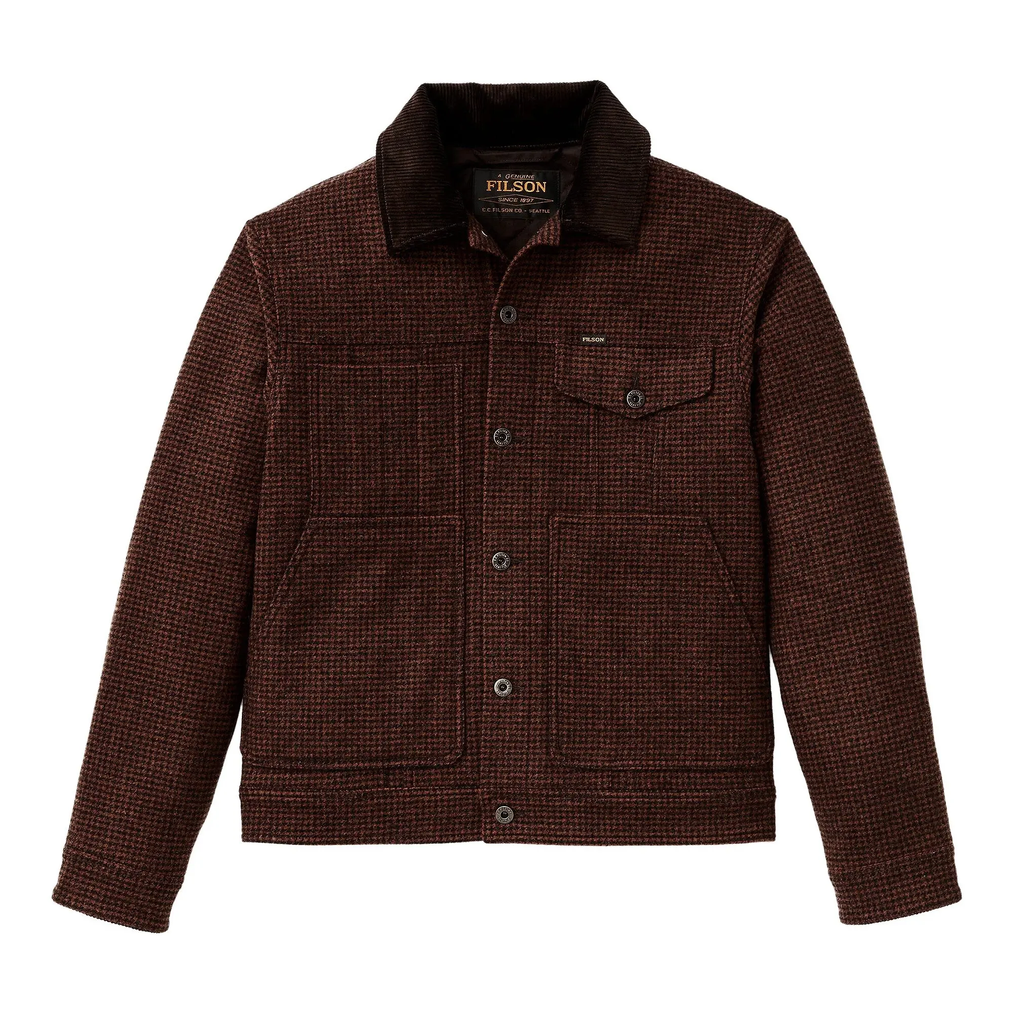 Product image 1 of 5 of Filson Men's Spokane Insulated Short Cruiser Jacket - Merlot / Black Plaid