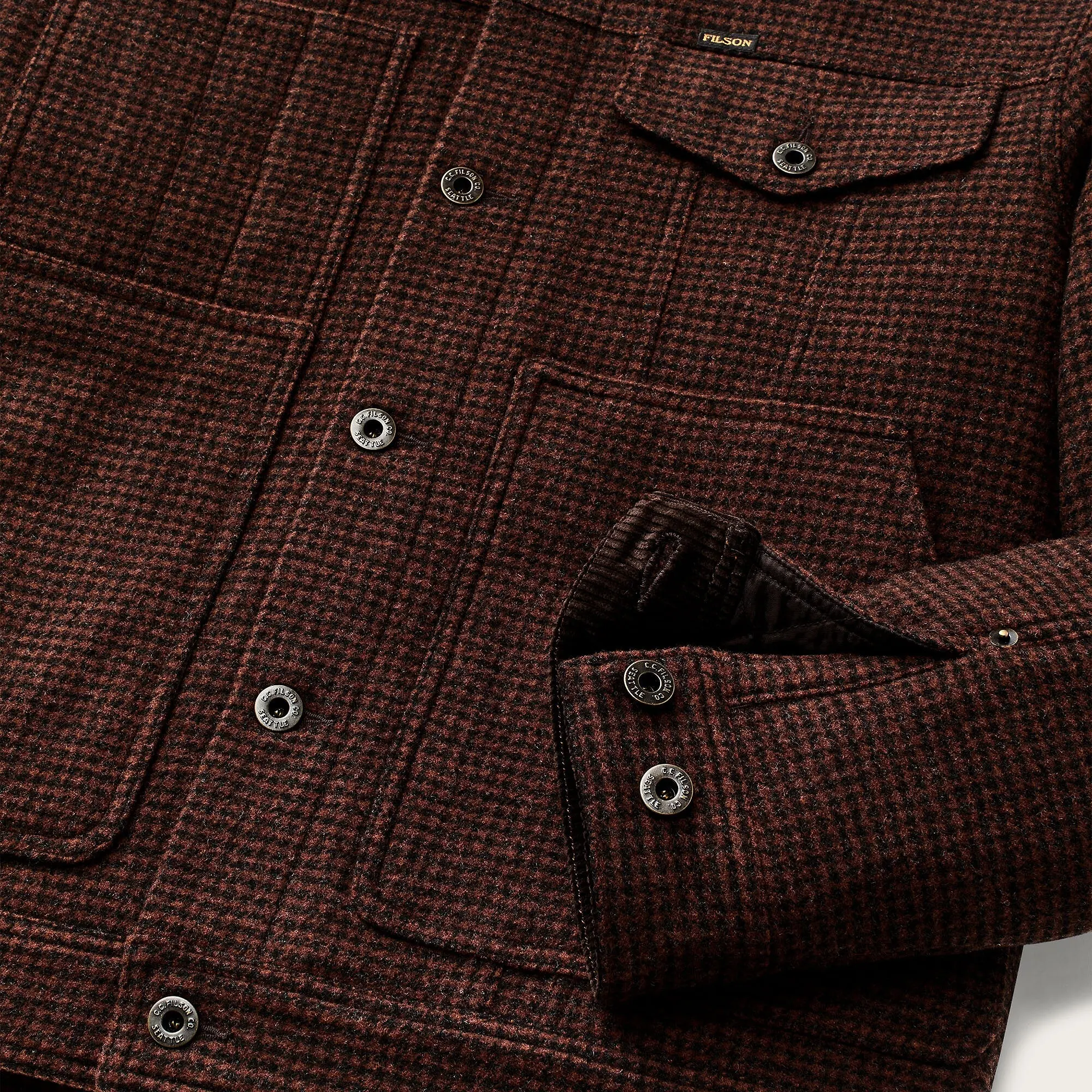 Product image 4 of 5 of Filson Men's Spokane Insulated Short Cruiser Jacket - Merlot / Black Plaid