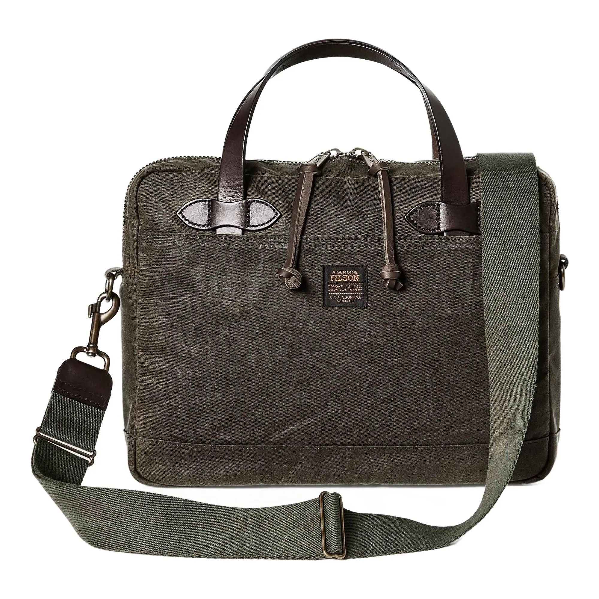 Product image 1 of 9 of Filson Tin Cloth Compact Briefcase - Otter Green