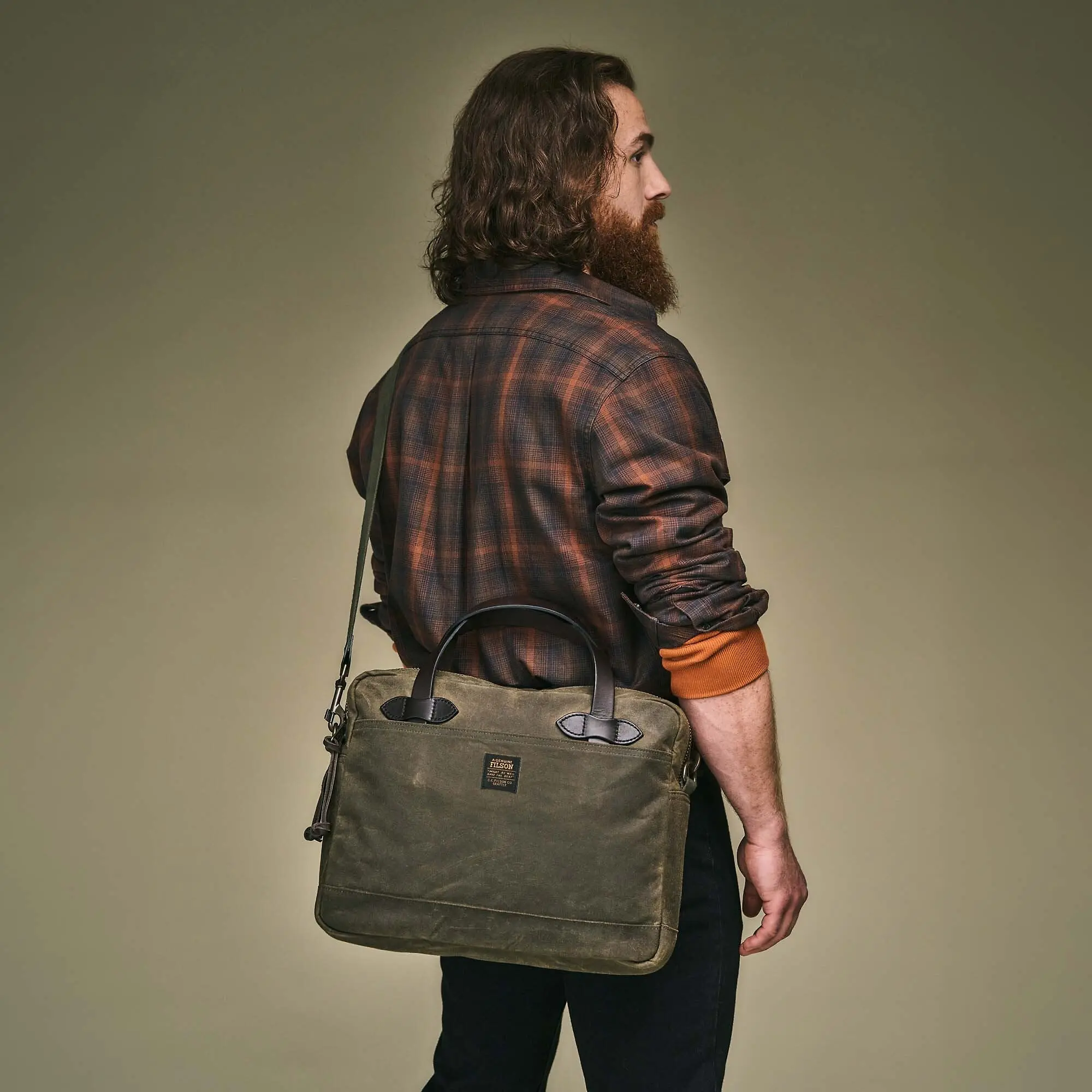 Product image 2 of 9 of Filson Tin Cloth Compact Briefcase - Otter Green