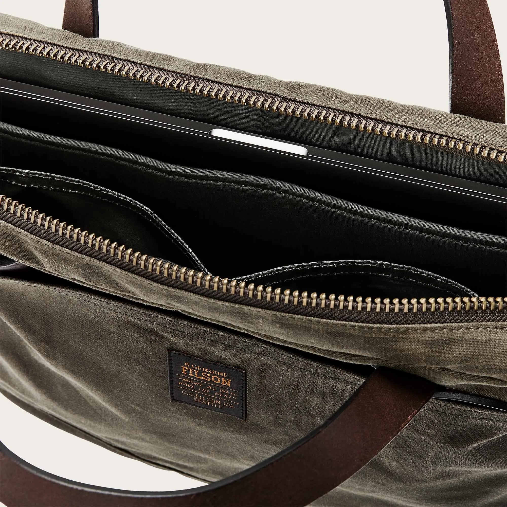 Product image 9 of 9 of Filson Tin Cloth Compact Briefcase - Otter Green
