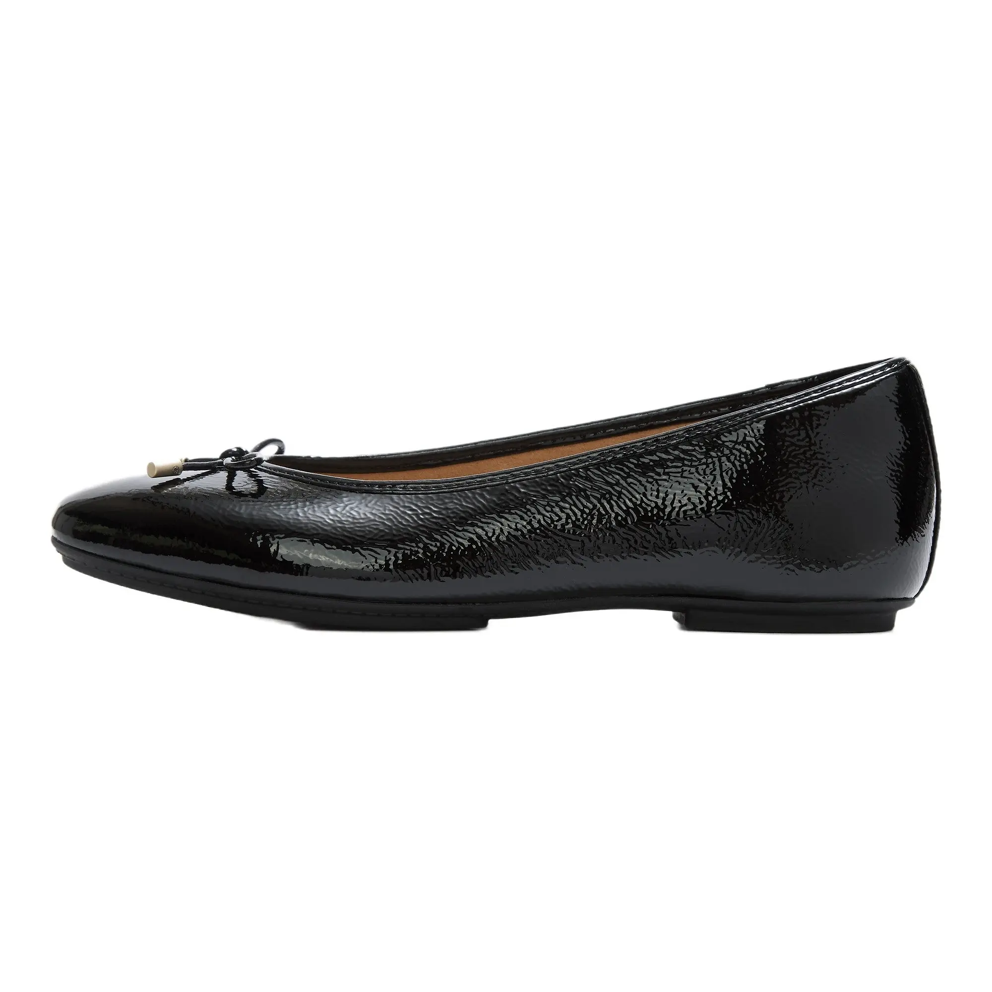 Product image 6 of 7 of FitFlop Women's Delicato Bow Textured Patent-Leather Ballet Flats - Black
