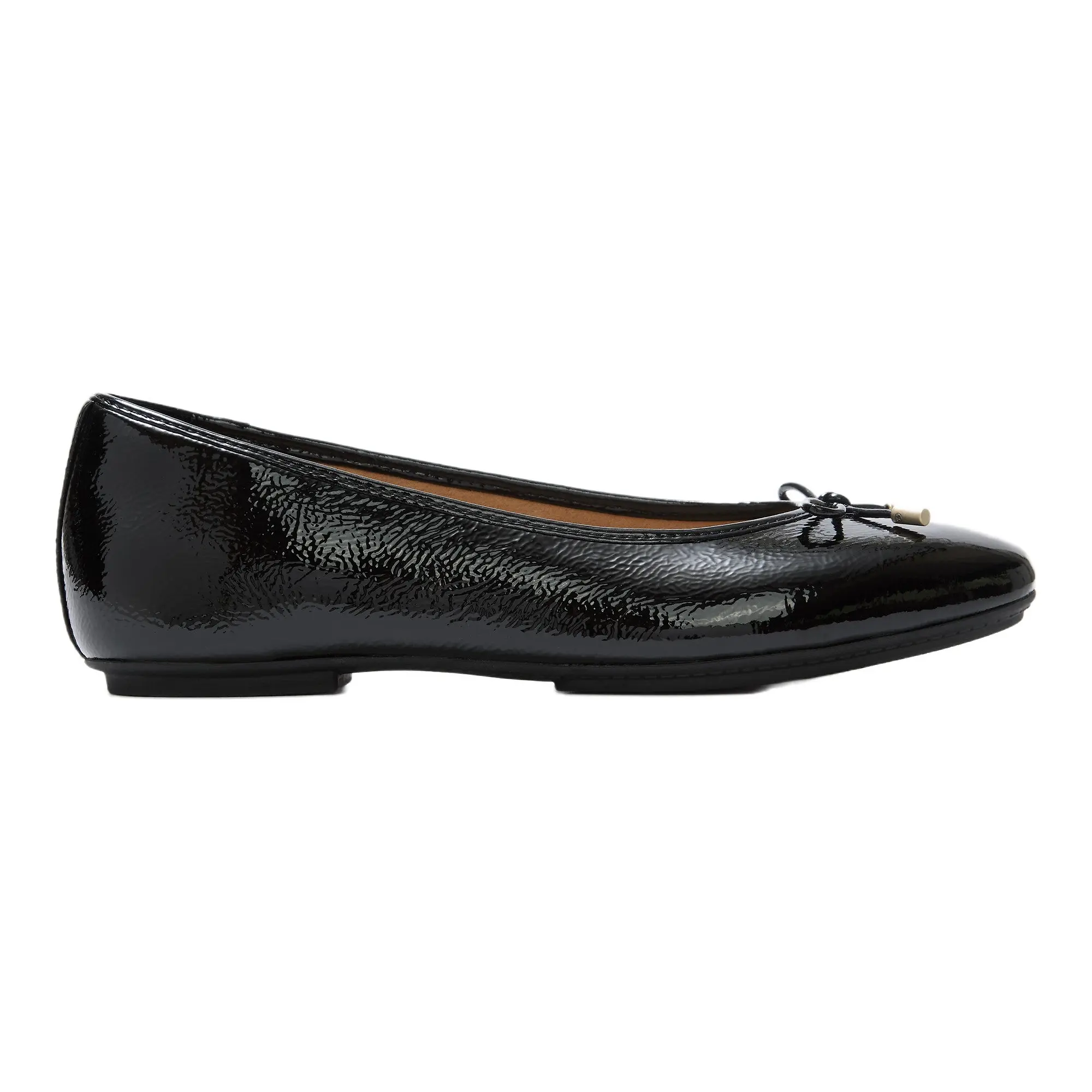 Product image 1 of 7 of FitFlop Women's Delicato Bow Textured Patent-Leather Ballet Flats - Black