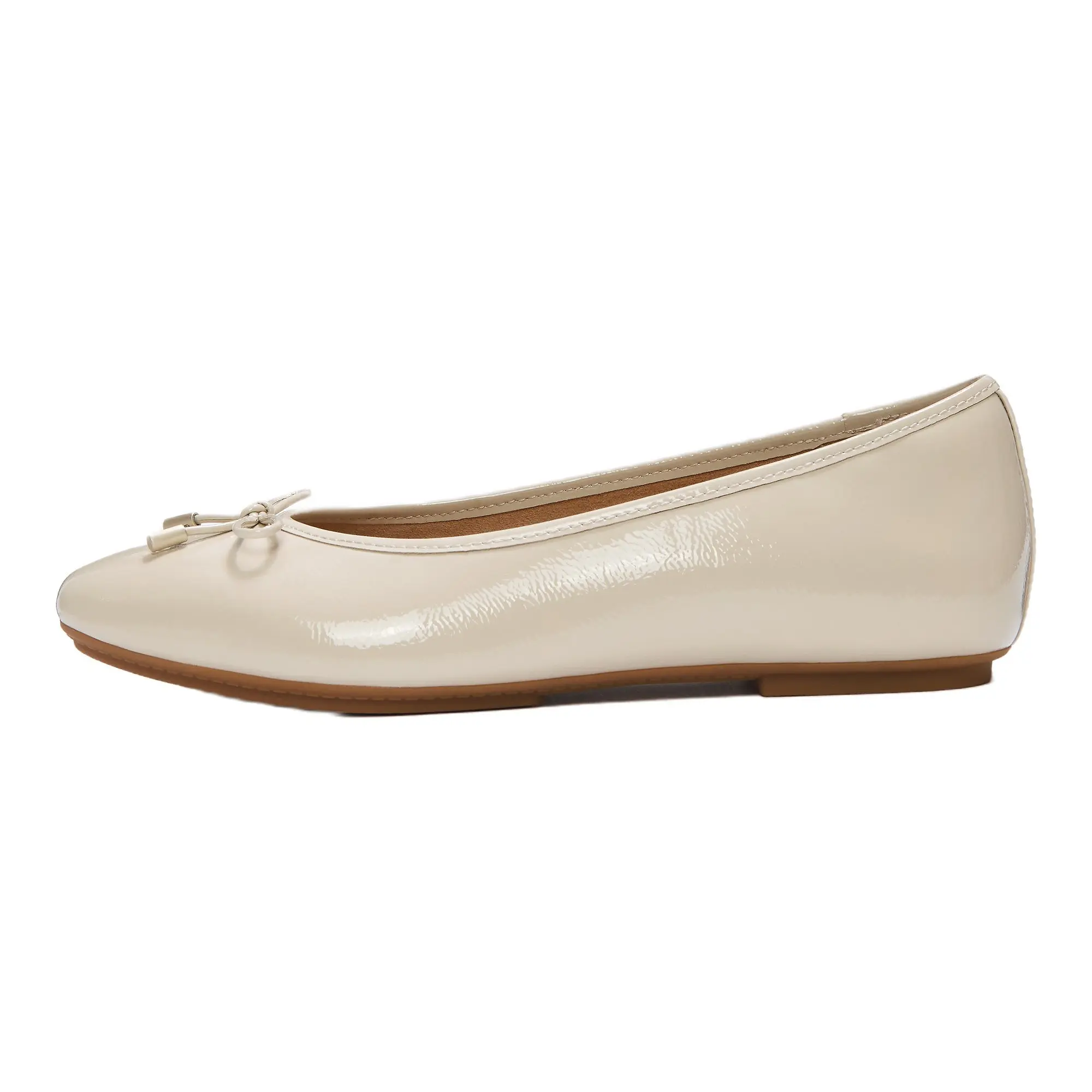 Product image 6 of 7 of FitFlop Women's Delicato Bow Textured Patent-Leather Ballet Flats - Hazy Taupe