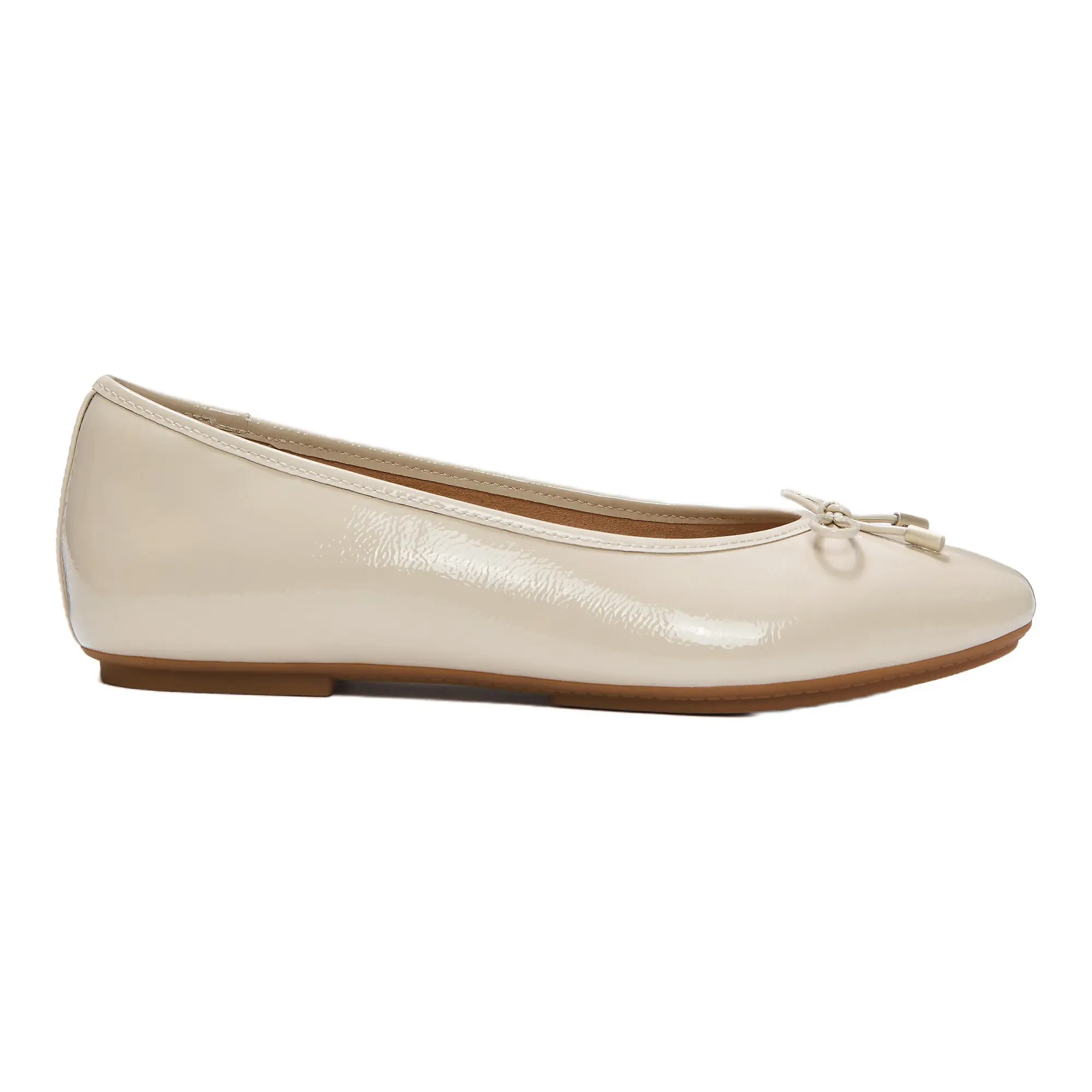 Product image 1 of 7 of FitFlop Women's Delicato Bow Textured Patent-Leather Ballet Flats - Hazy Taupe