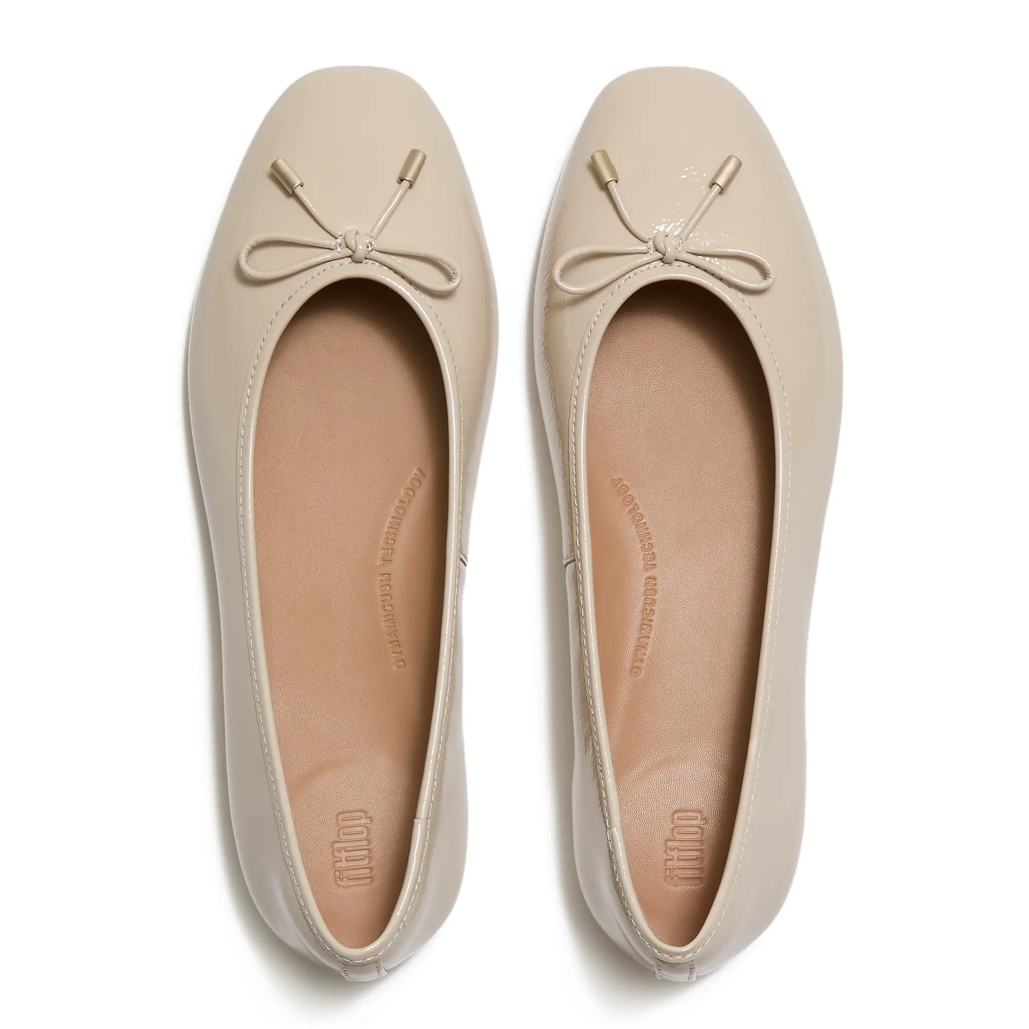 Product image 3 of 7 of FitFlop Women's Delicato Bow Textured Patent-Leather Ballet Flats - Hazy Taupe