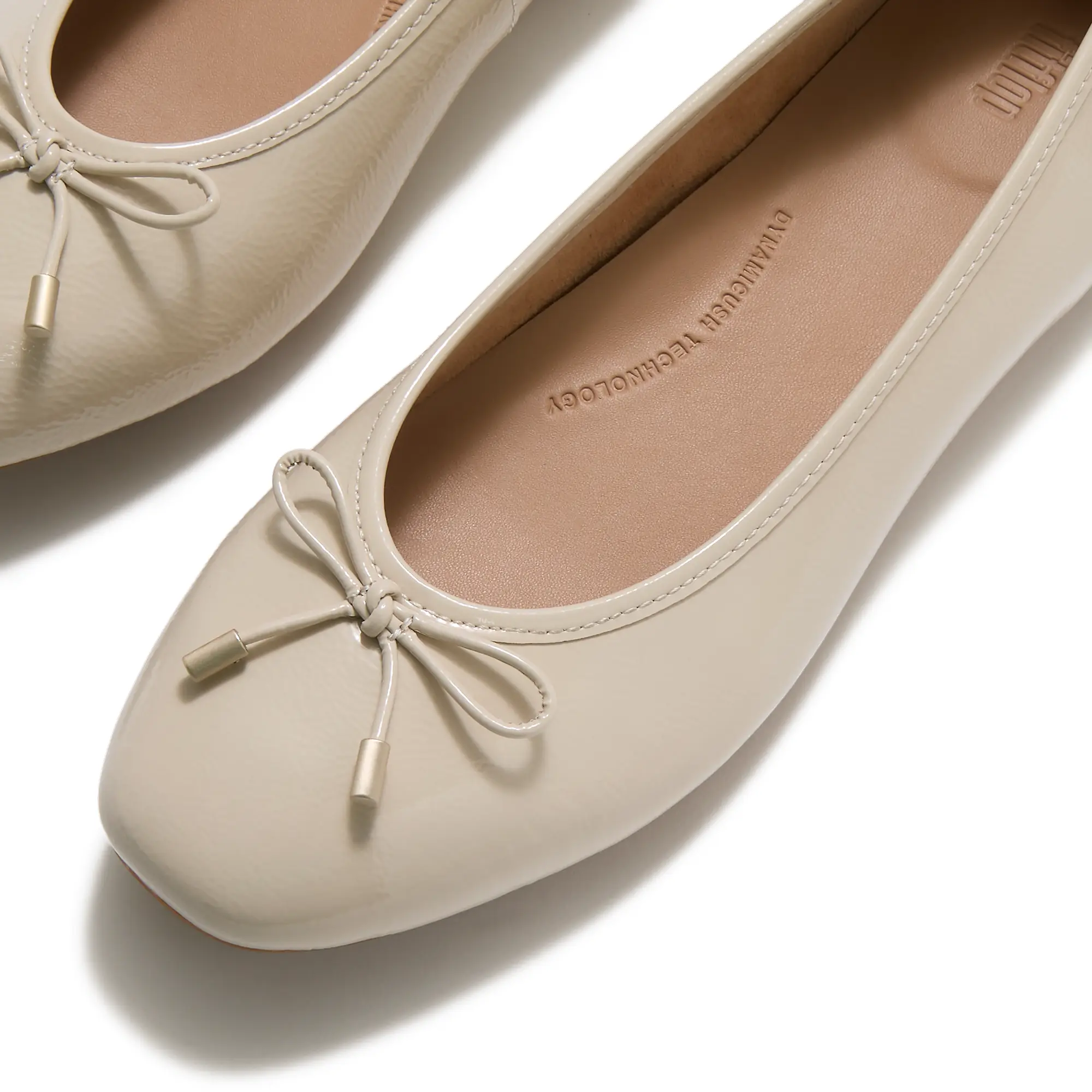 Product image 4 of 7 of FitFlop Women's Delicato Bow Textured Patent-Leather Ballet Flats - Hazy Taupe