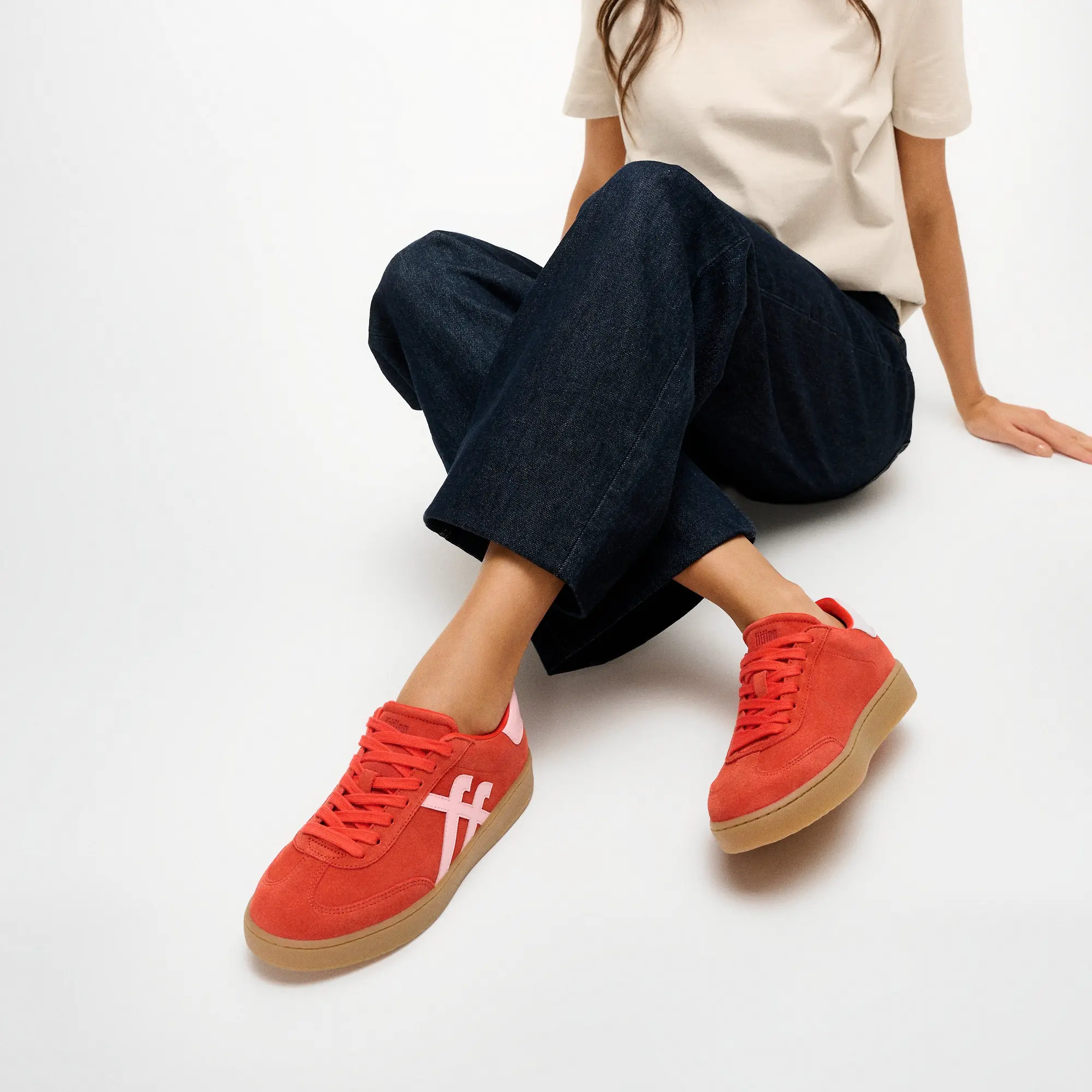 Product image 2 of 10 of FitFlop Women's The Dash FF T-Toe Suede Trainers - Cherry Tomato / Warm Pink