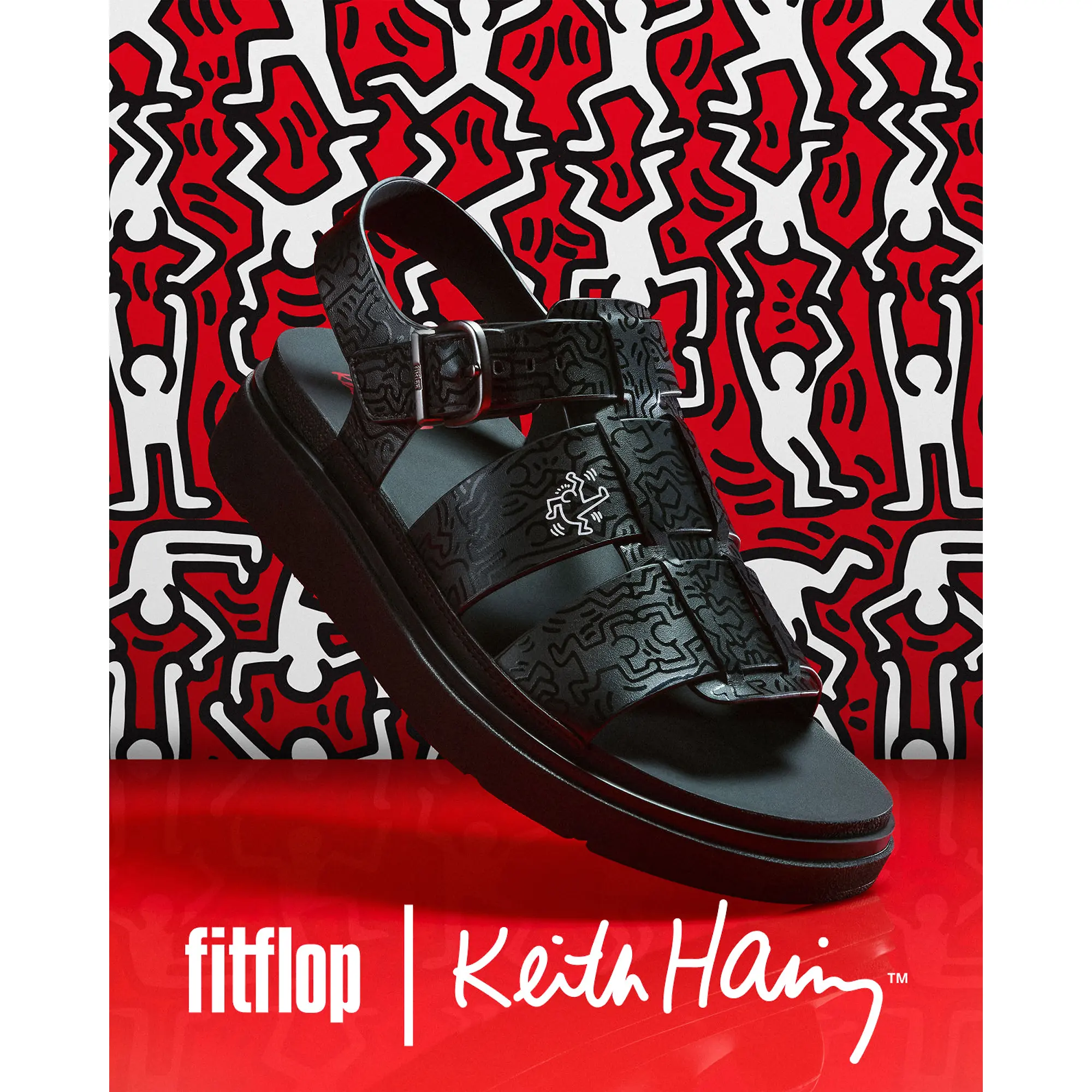 Product image 1 of 7 of FitFlop x Keith Haring Women's Gen-FF Fisherman Sandals - Black